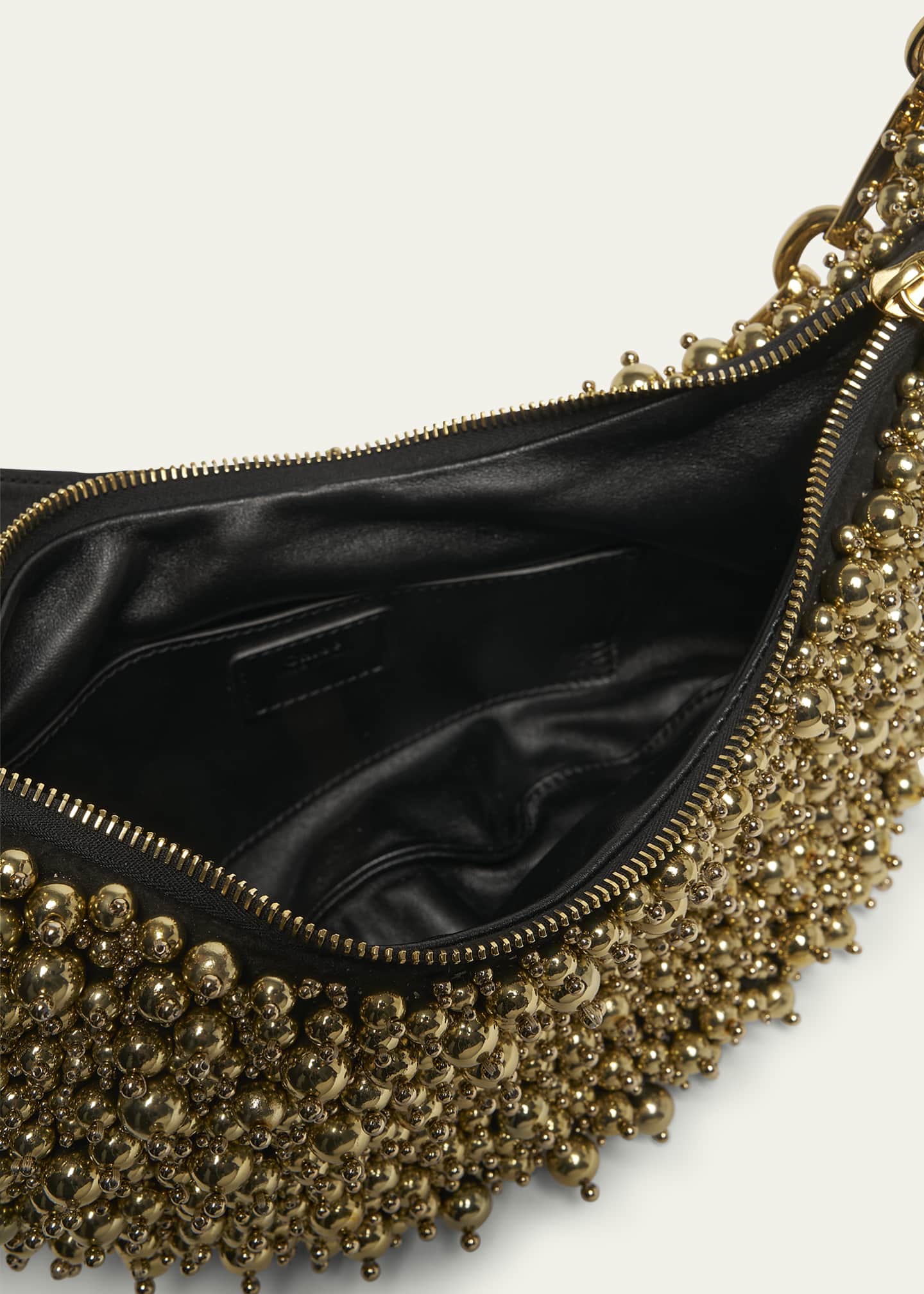 Chloe Horse Chain Strap Shoulder Bag in Beaded Lambskin Suede Image 4 of 6