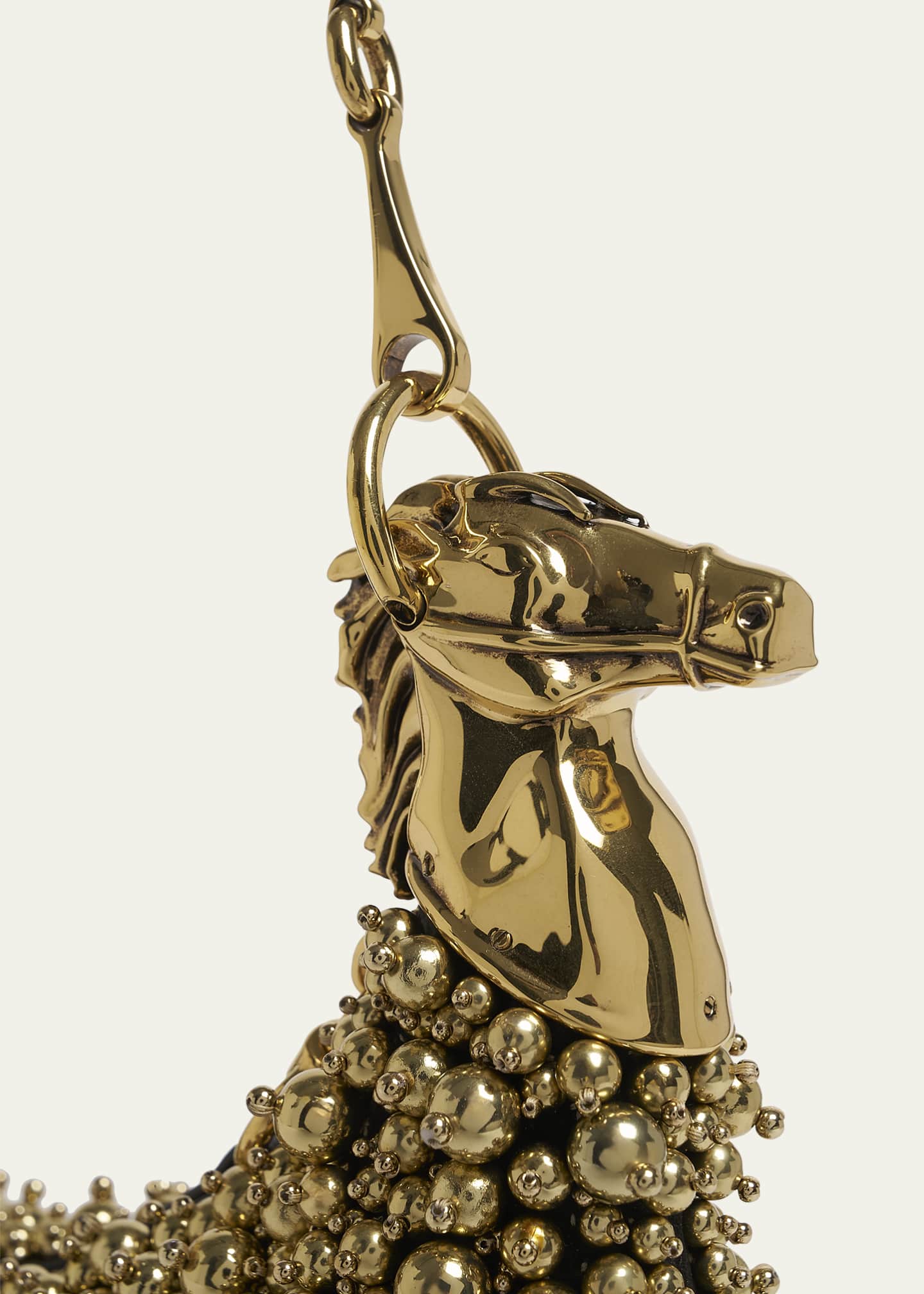 Chloe Horse Chain Strap Shoulder Bag in Beaded Lambskin Suede Image 6 of 6
