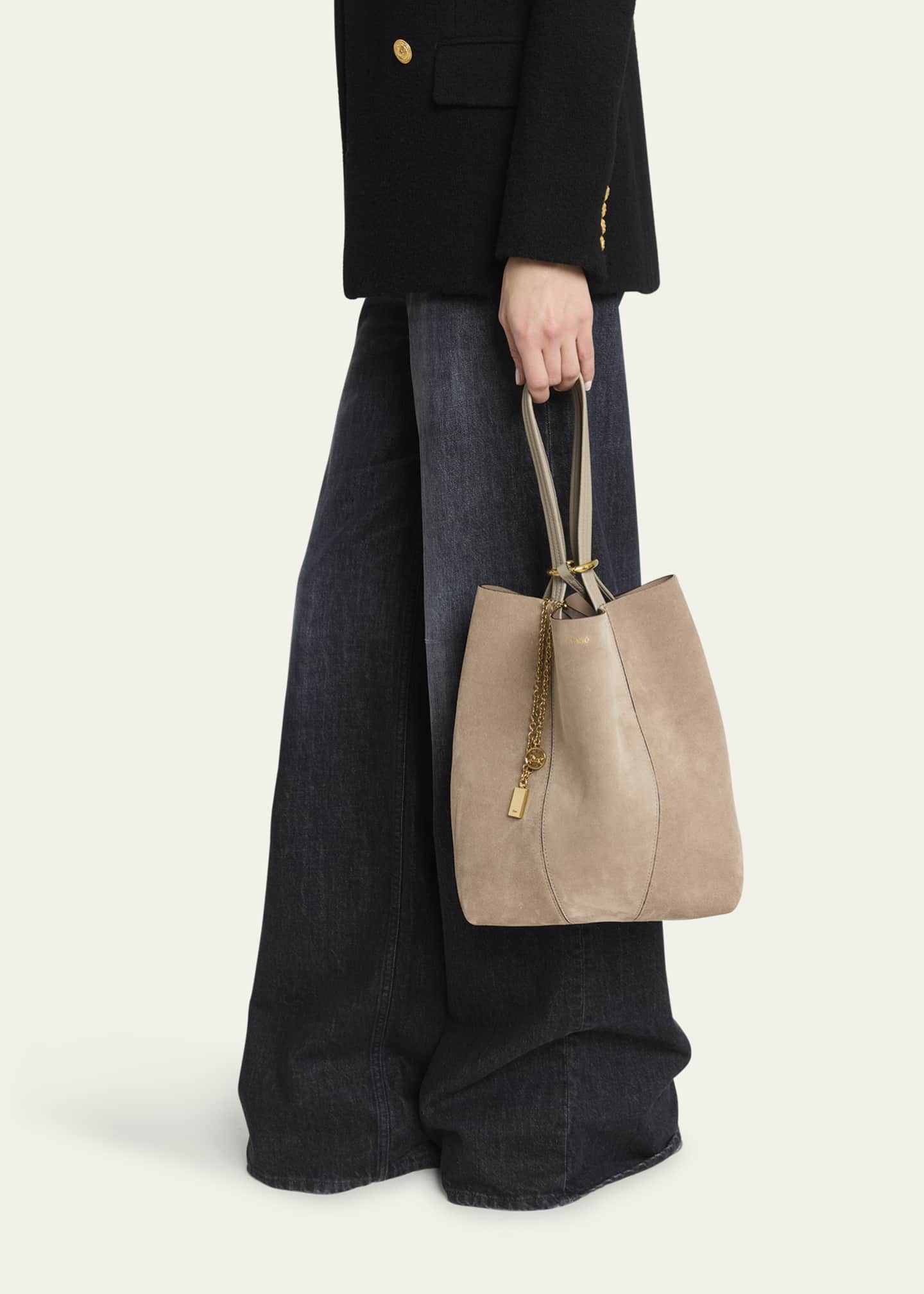 Chloe Spin Medium Tote Bag in Suede Image 2 of 6