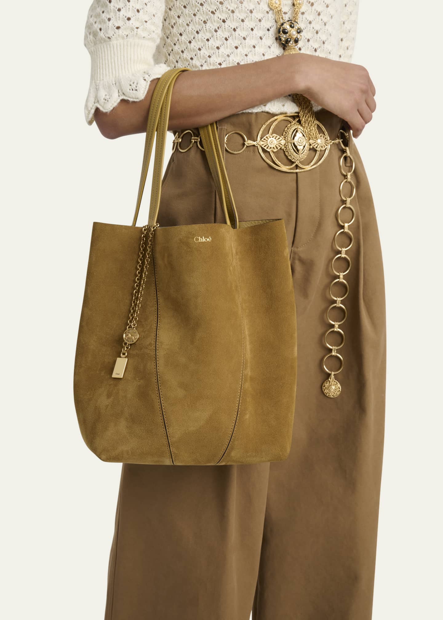 Chloe Spin Medium Tote Bag in Suede Image 2 of 6