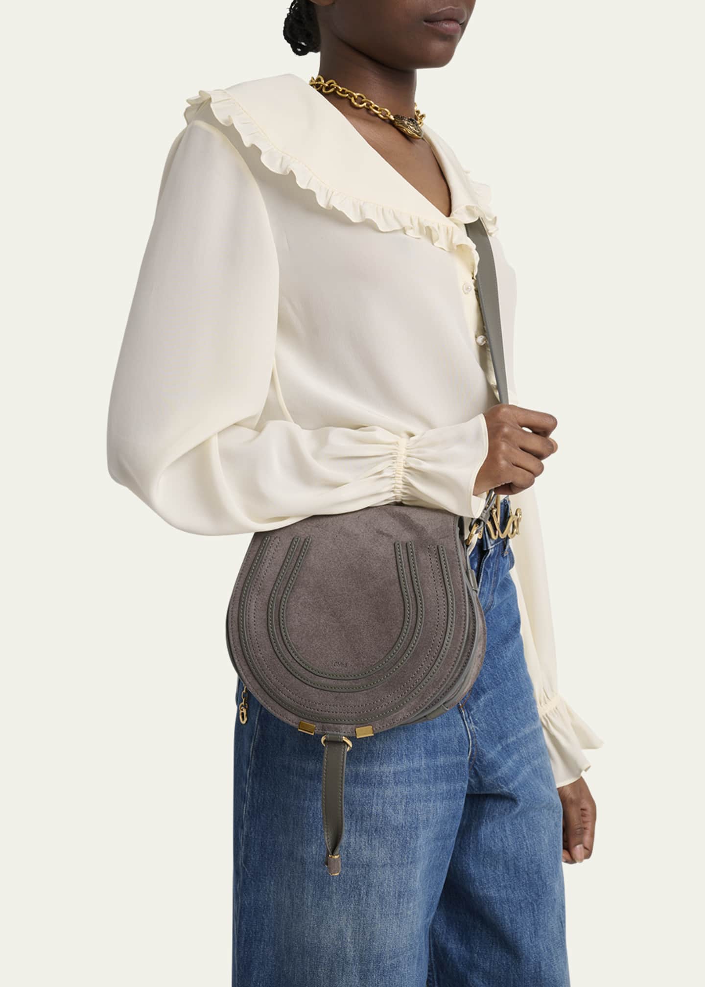 Chloe Marcie Crossbody Bag in Calfskin Suede - Bergdorf Goodman