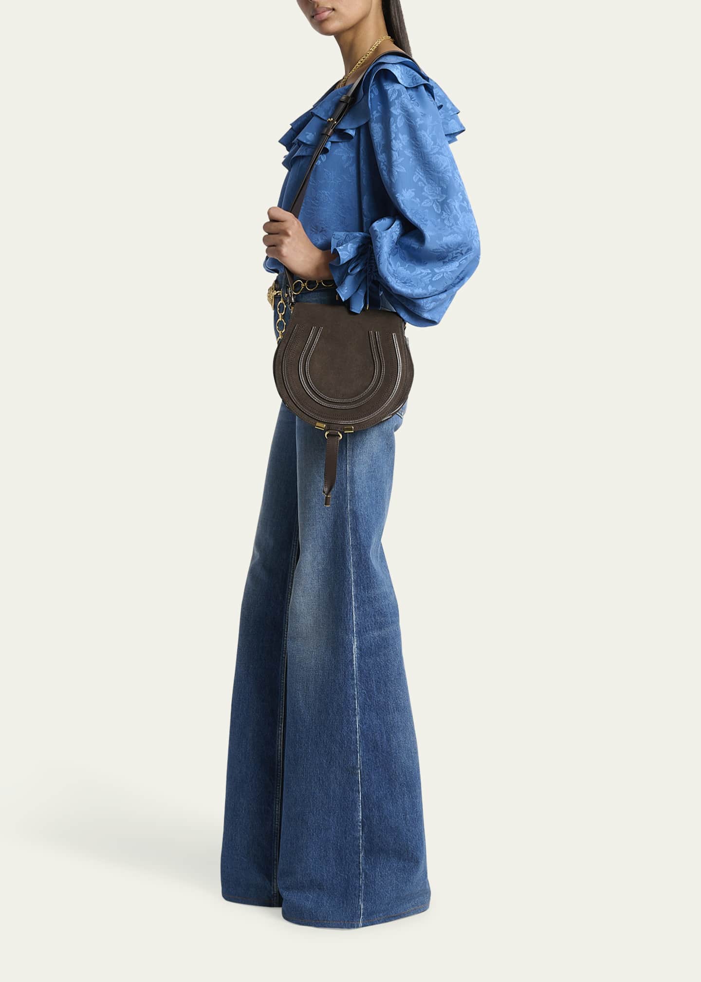 Chloe Marcie Crossbody Bag in Calfskin Suede Image 5 of 6