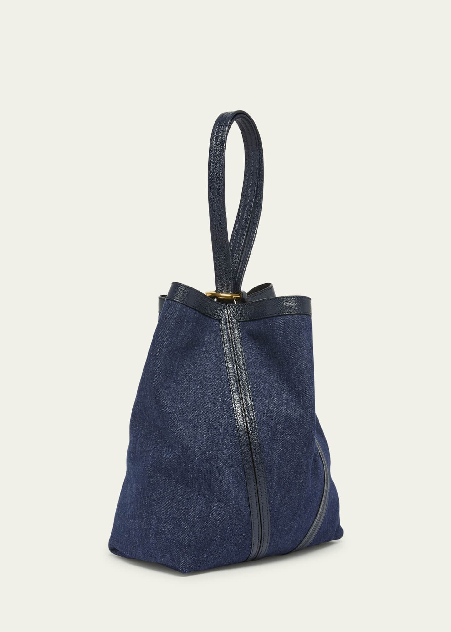 Chloe Spin Medium Tote Bag in Denim and Leather Image 3 of 6