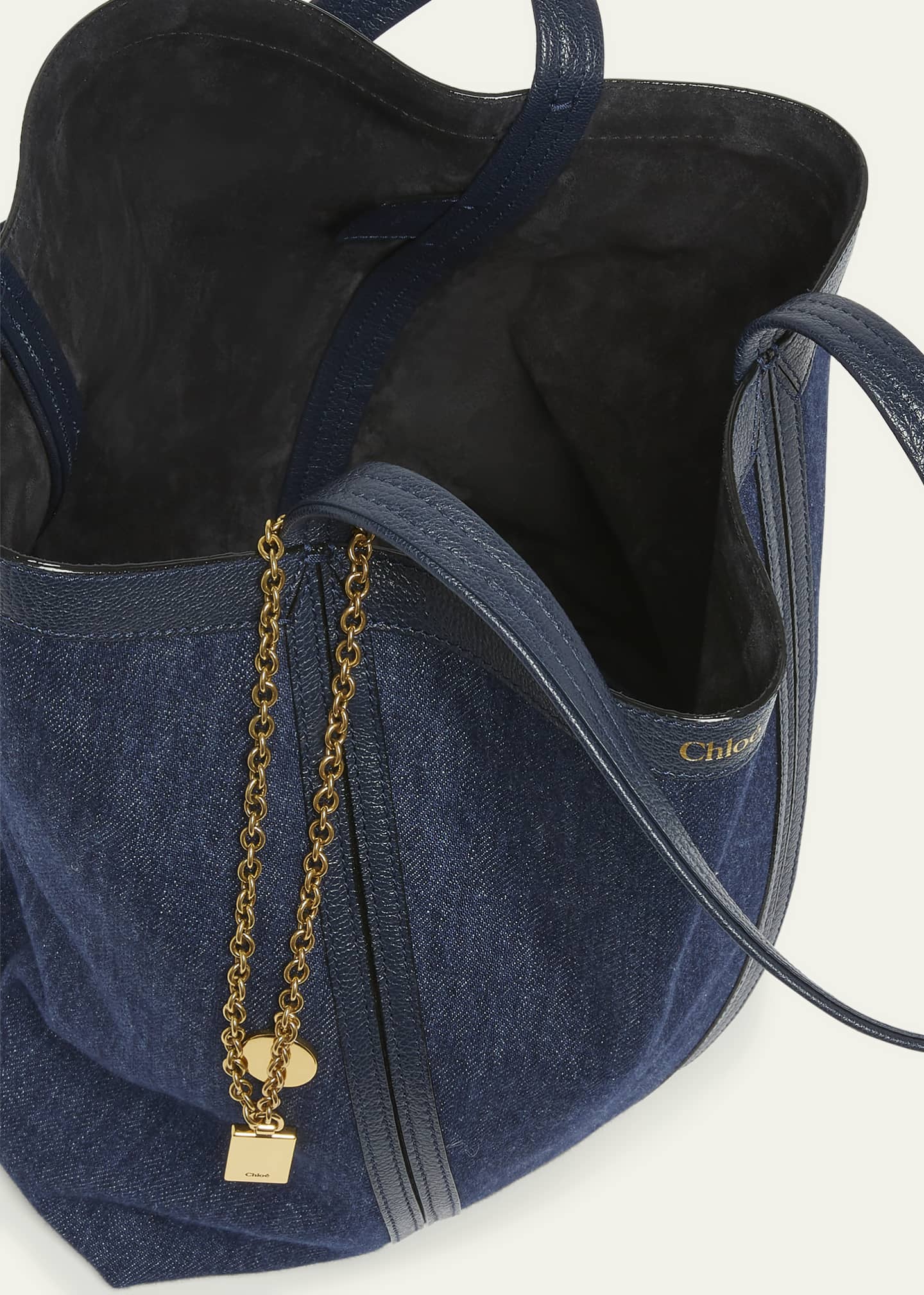 Chloe Spin Medium Tote Bag in Denim and Leather Image 4 of 6