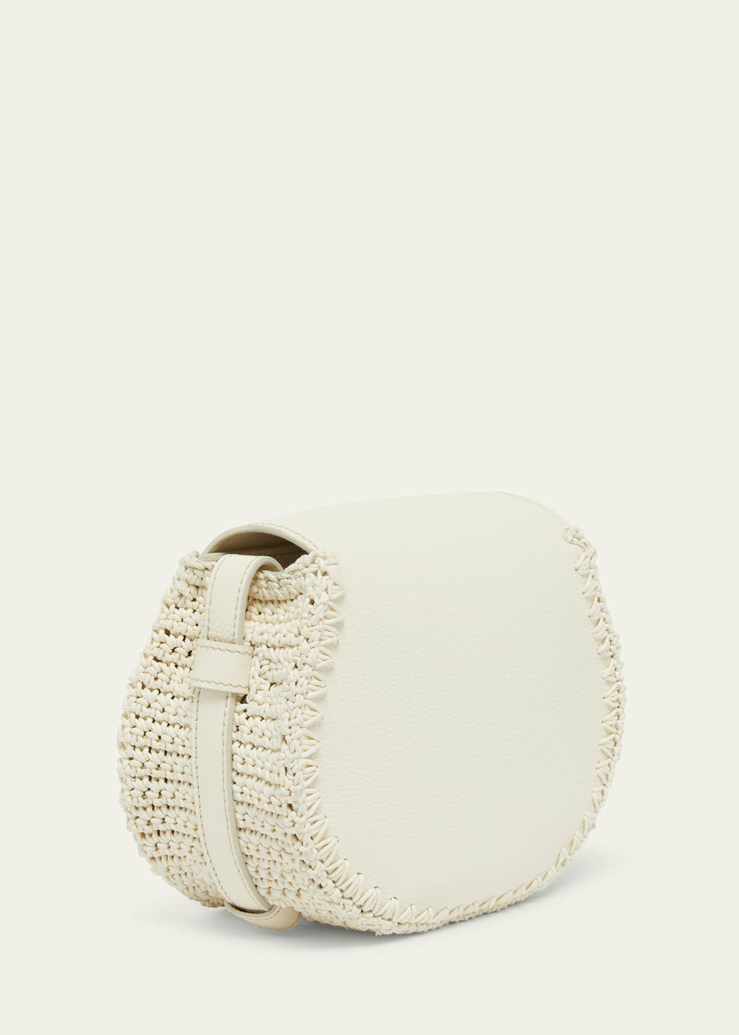 Chloe Marcie Flap Saddle Crossbody Bag in Crochet Fabric and Leather Image 3 of 6