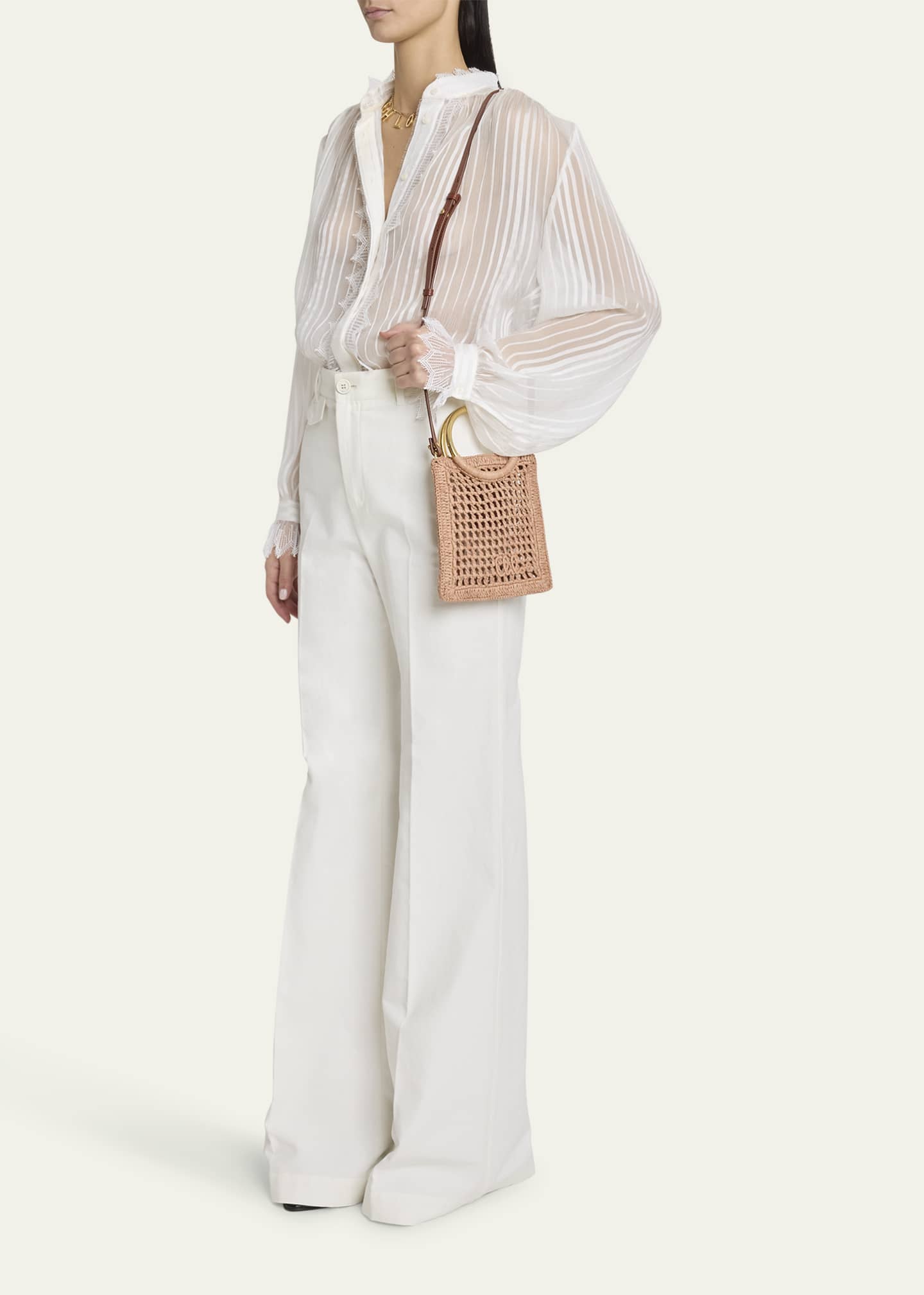 Chloe Summer Banana Tote Bag in Crochet Paper and Leather Image 2 of 6
