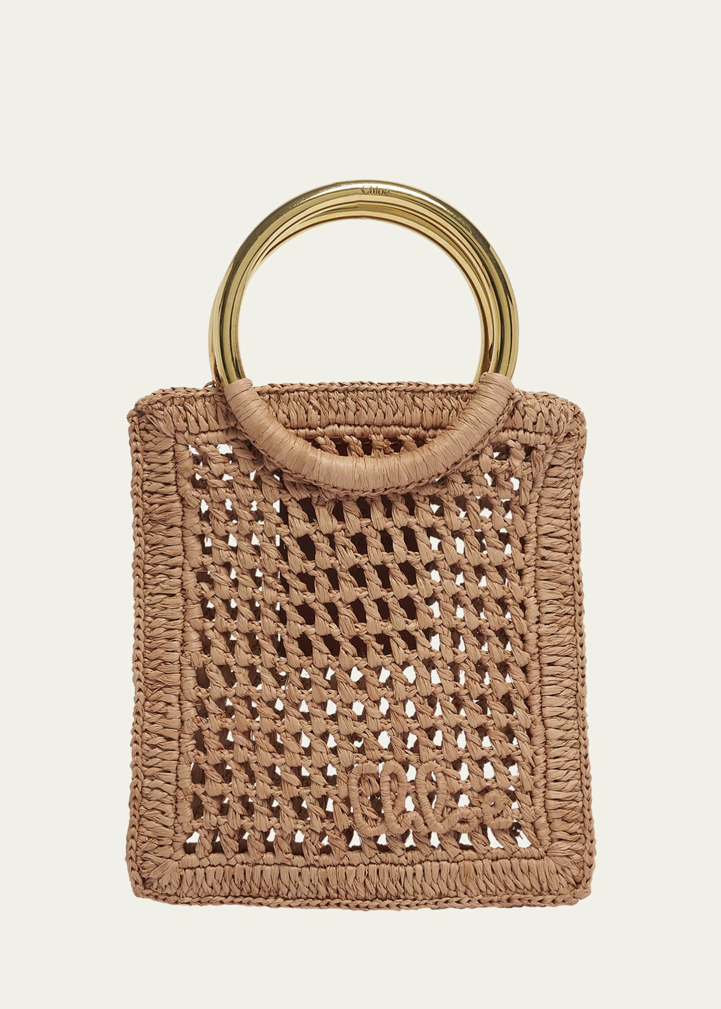 Chloe Summer Banana Tote Bag in Crochet Paper and Leather Image 1 of 6