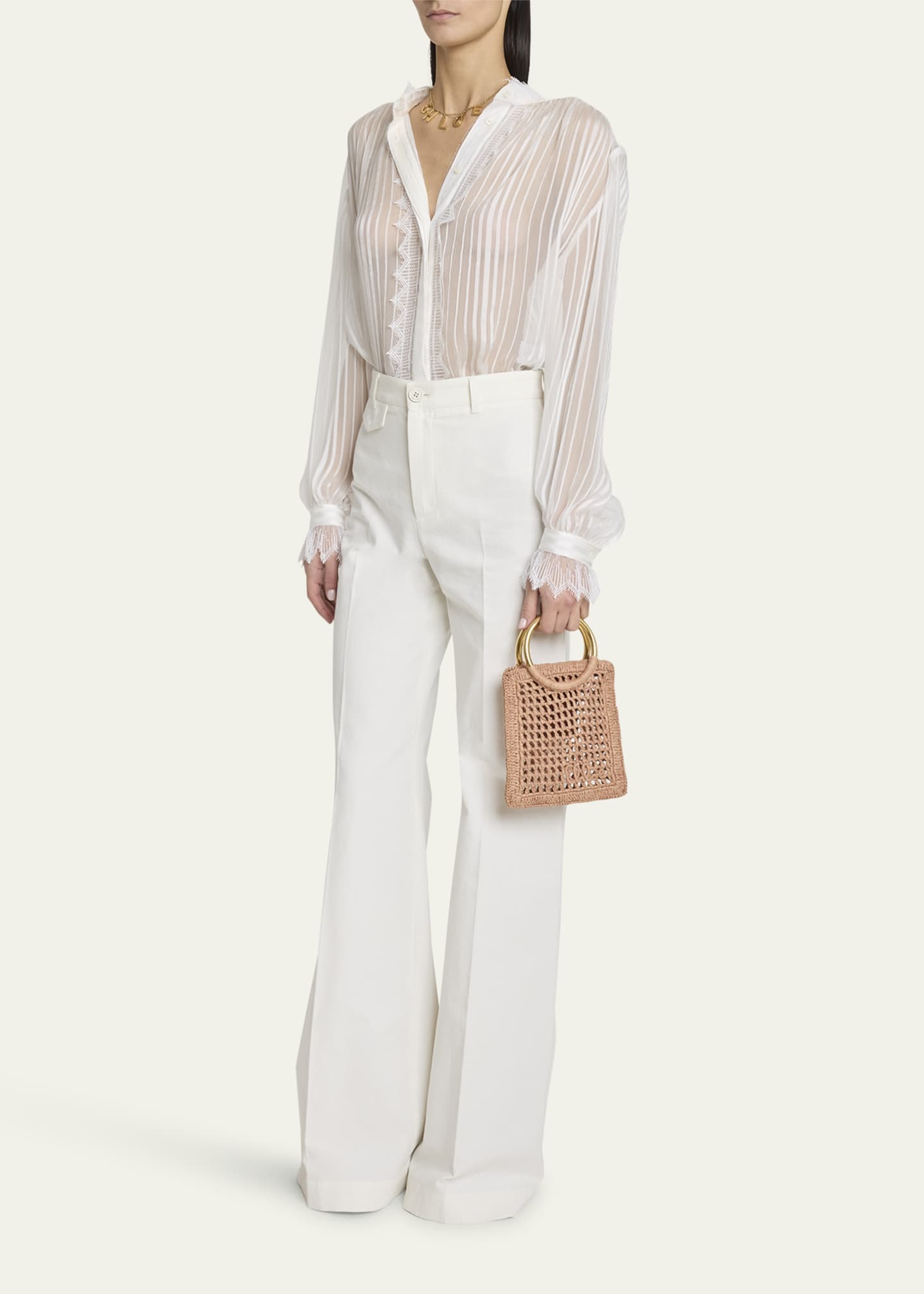 Chloe Summer Banana Tote Bag in Crochet Paper and Leather Image 5 of 6