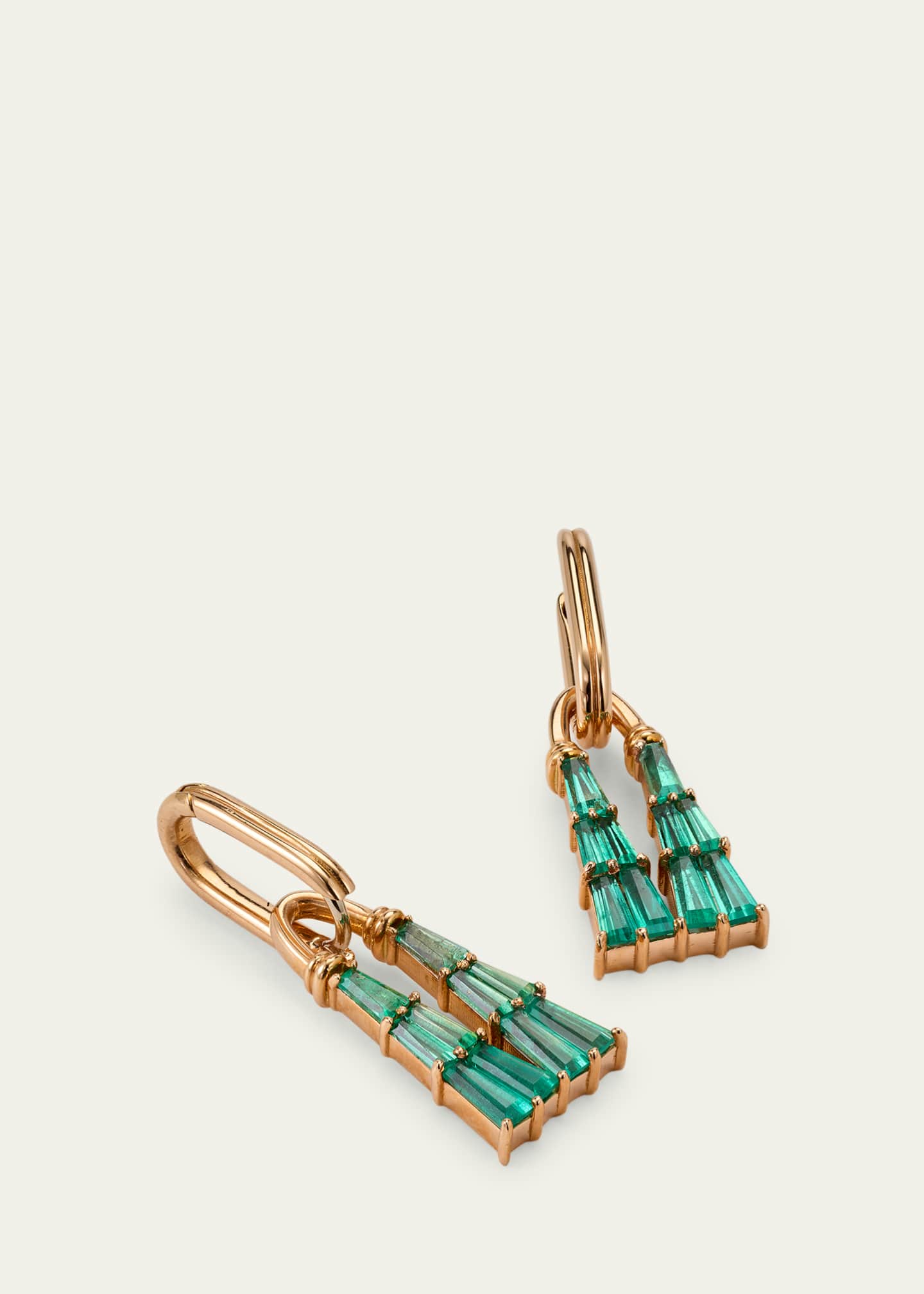 20K Rose Gold Deco Tassel Earrings with Emerald