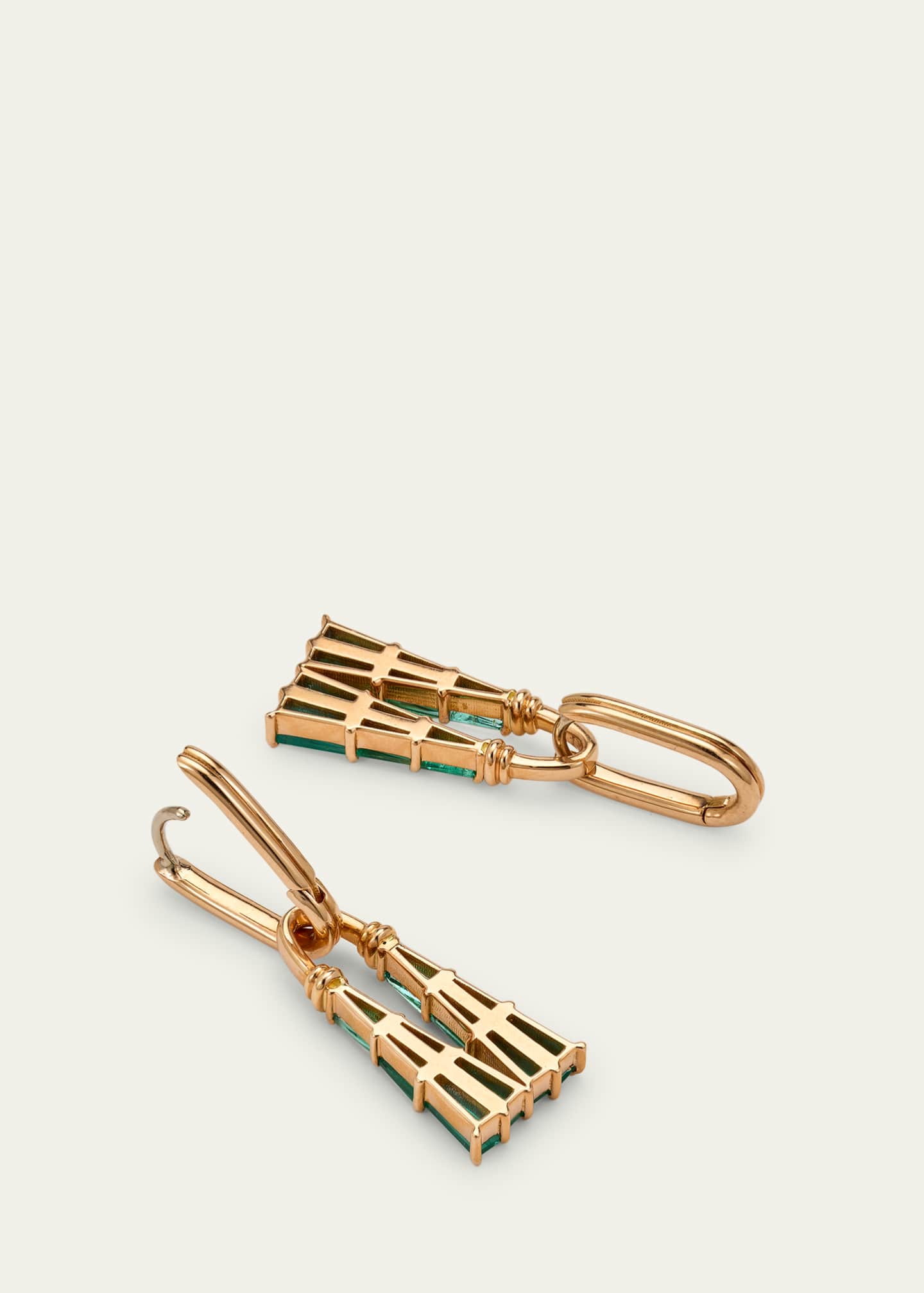 20K Rose Gold Deco Tassel Earrings with Emerald