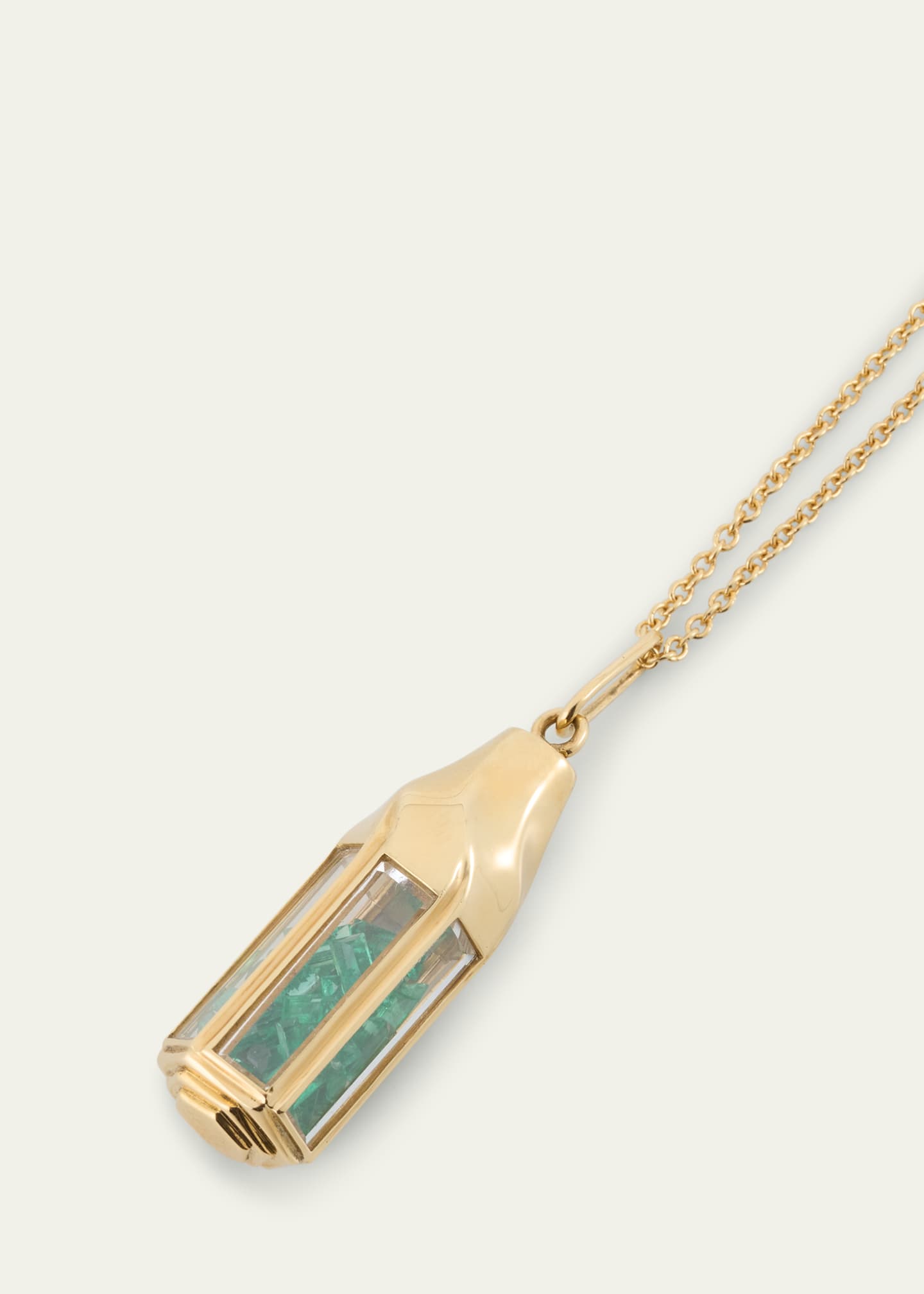 Moritz Glik 18K Gold Farol Emerald Kaleidoscope Shaker Pendant Necklace Image 3 of 4