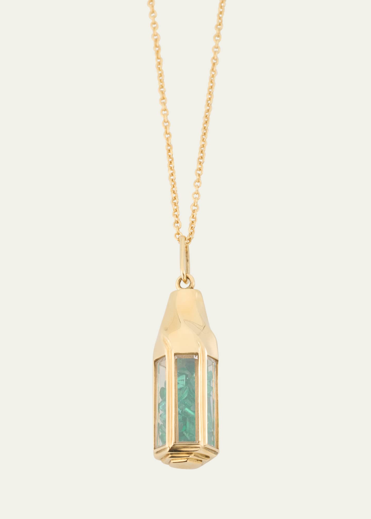 Moritz Glik 18K Gold Farol Emerald Kaleidoscope Shaker Pendant Necklace Image 1 of 4