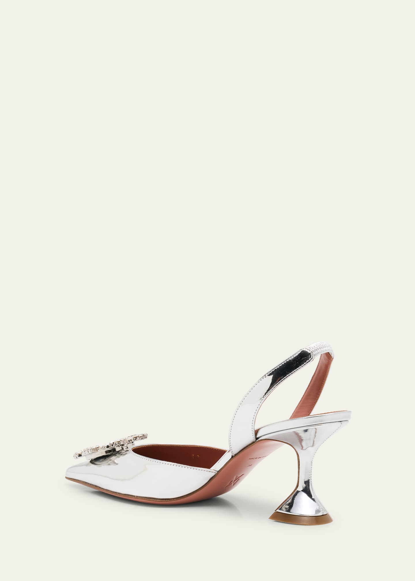 Amina Muaddi Begum Mirror Leather Ornament Slingback Pumps Image 4 of 6