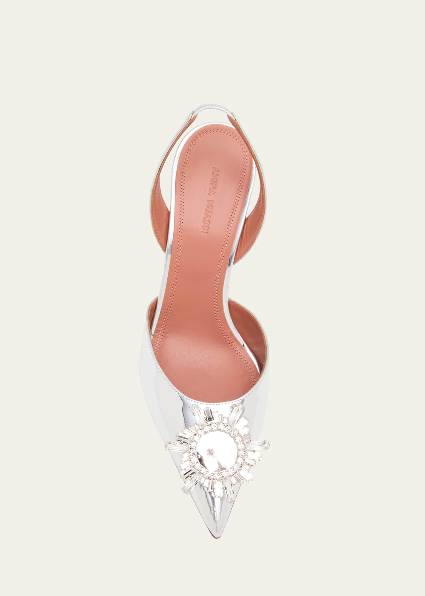 Amina Muaddi Begum Mirror Leather Ornament Slingback Pumps Image 6 of 6