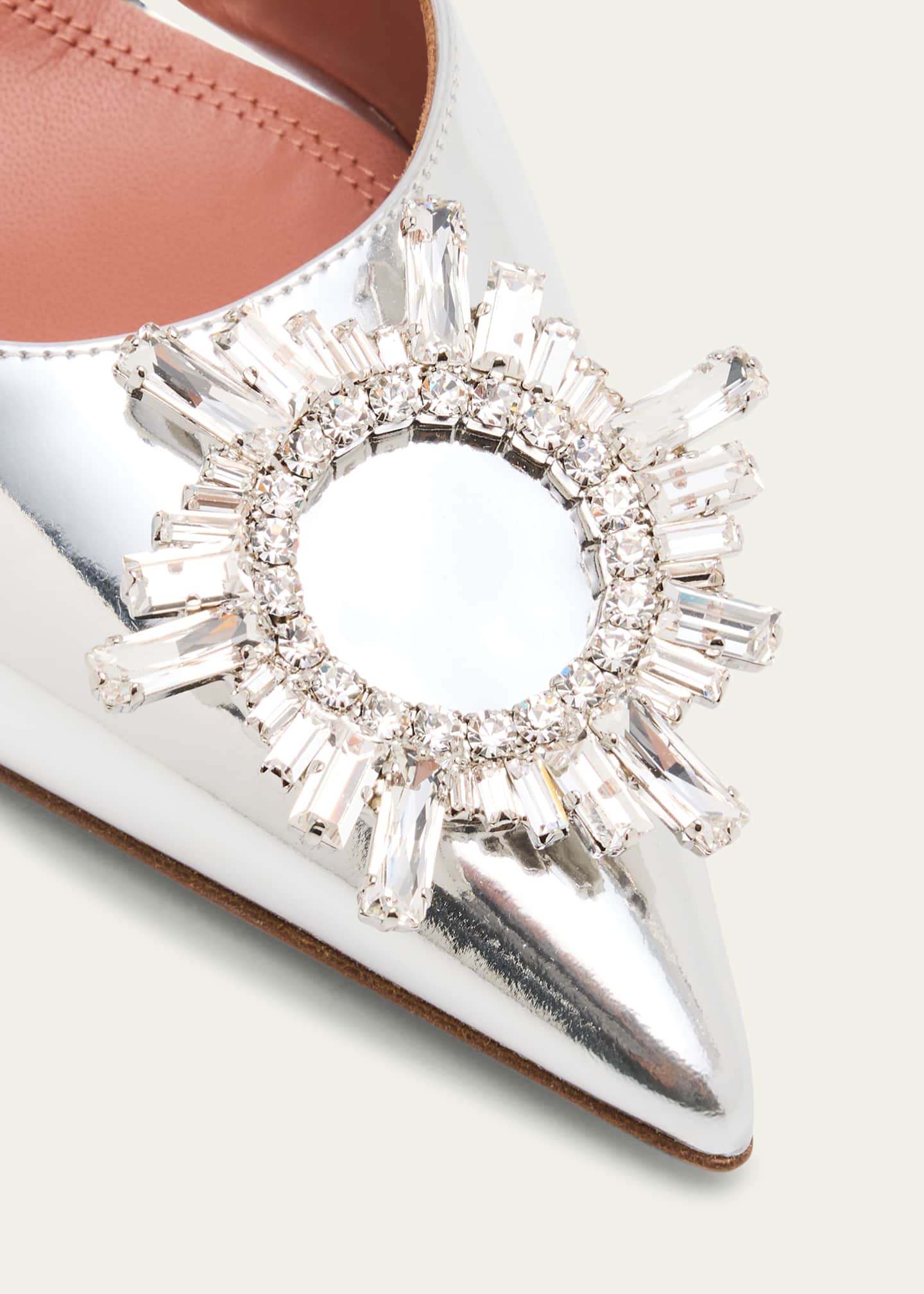 Amina Muaddi Begum Mirror Leather Ornament Slingback Pumps Image 5 of 6