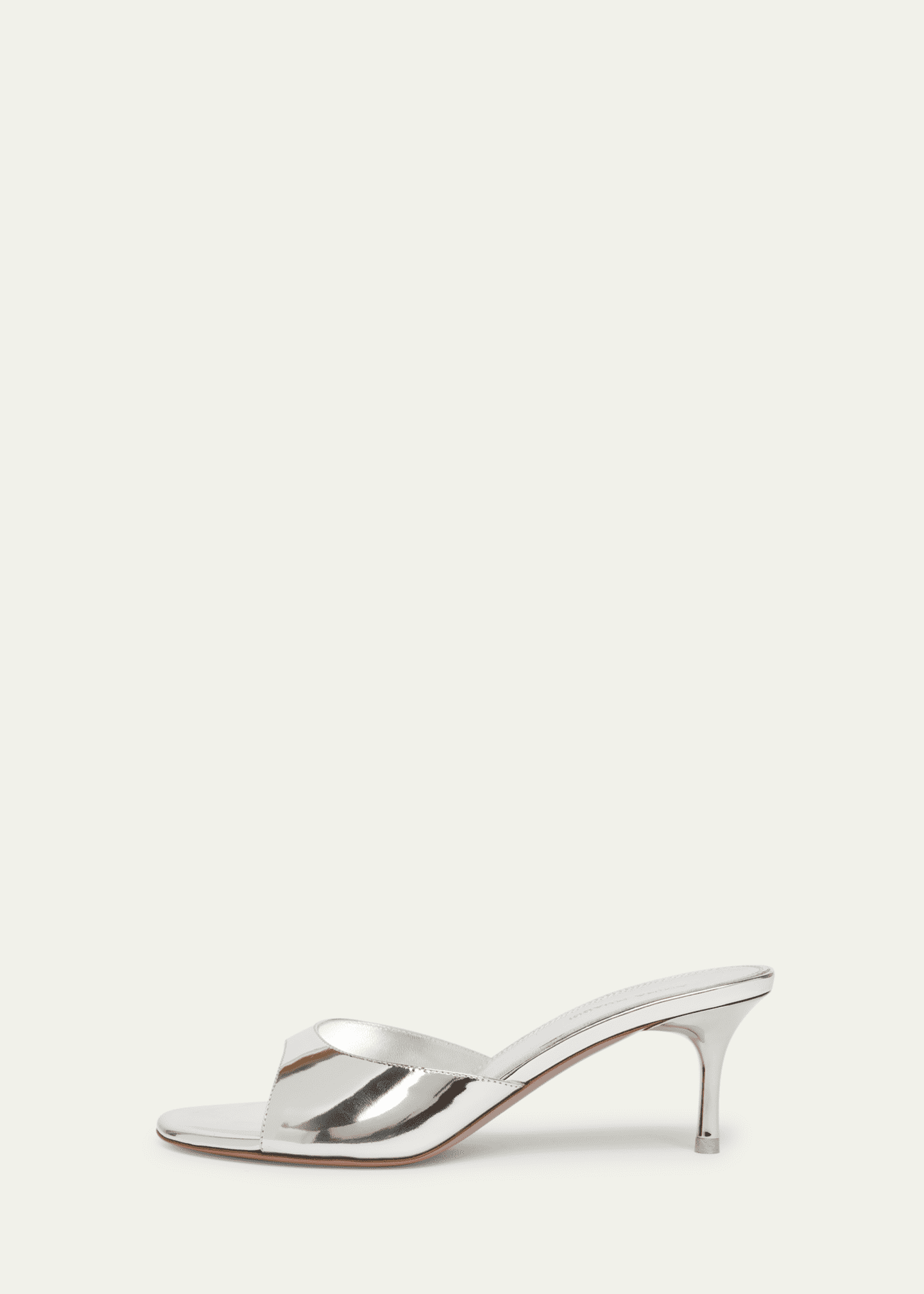 Amina Muaddi Jeannie Metallic Stiletto Slide Sandals Image 2 of 5