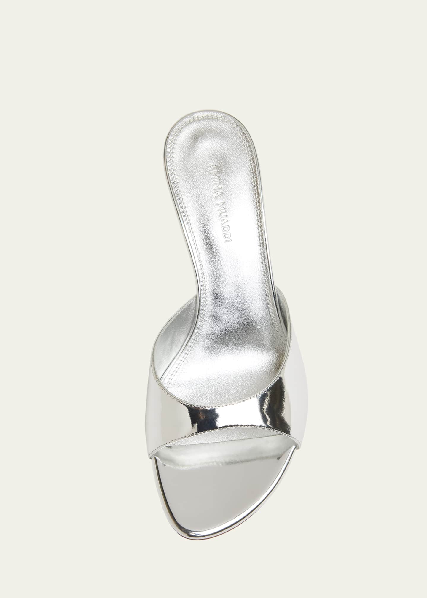 Amina Muaddi Jeannie Metallic Stiletto Slide Sandals Image 5 of 5