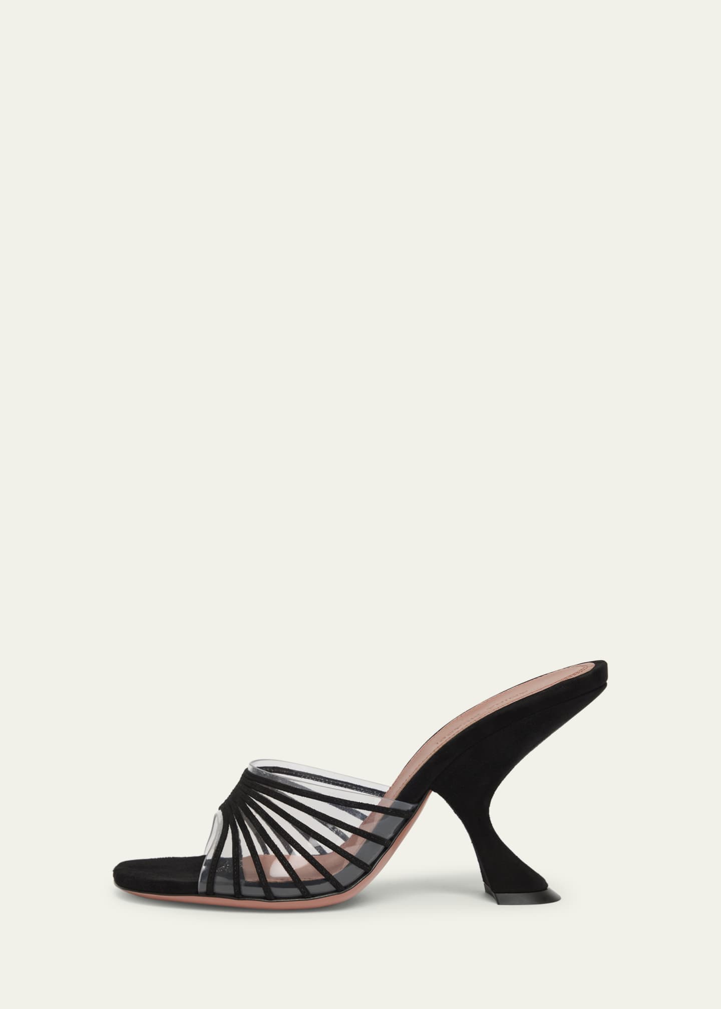 Amina Muaddi Mookie Suede PVC Comma-Heel Mules Image 2 of 5