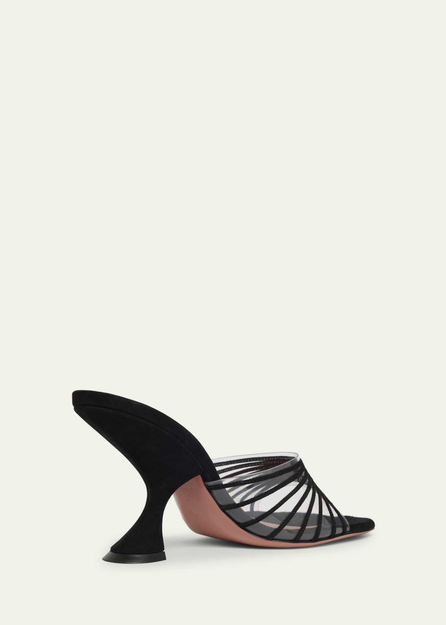 Amina Muaddi Mookie Suede PVC Comma-Heel Mules Image 3 of 5