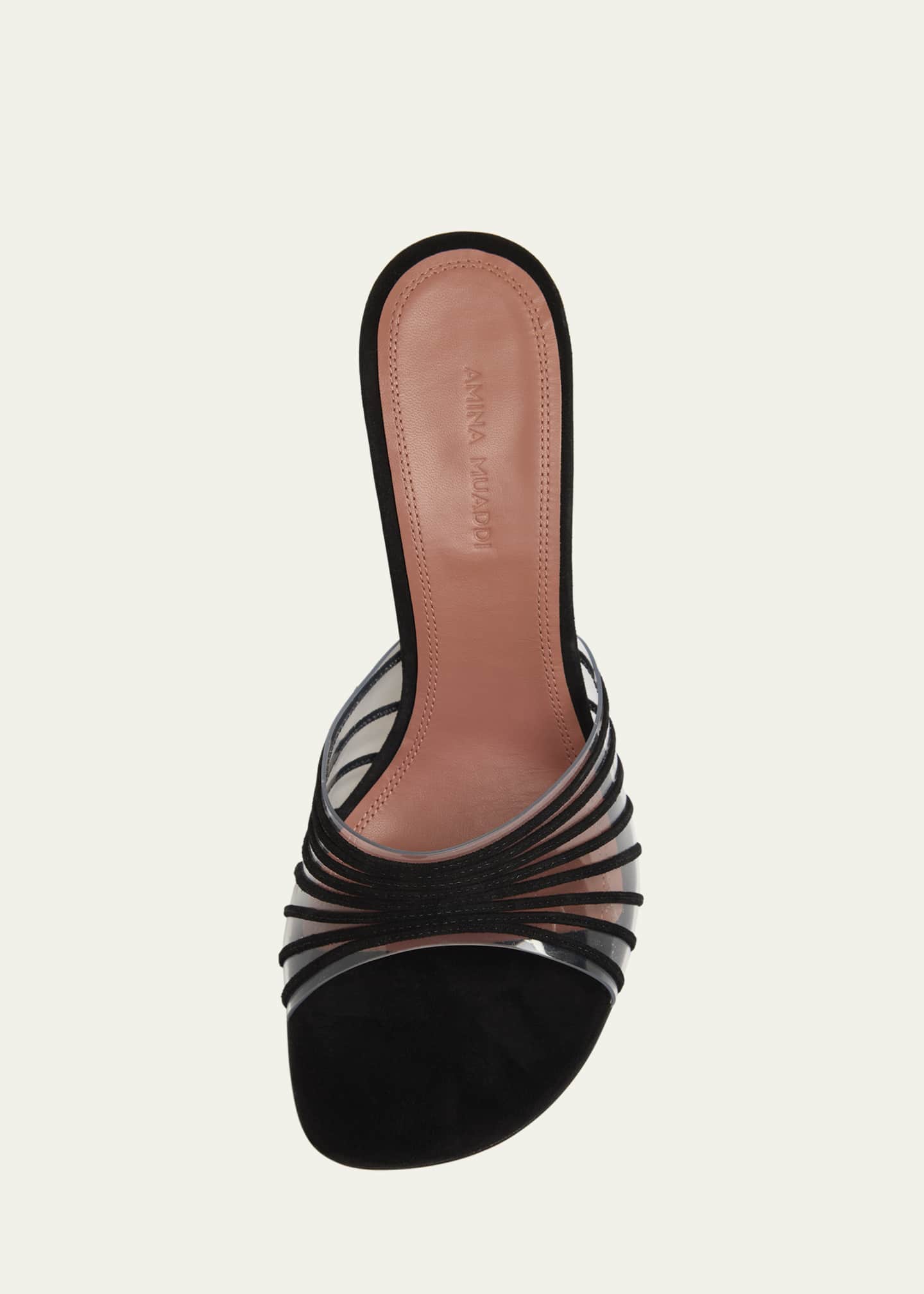 Amina Muaddi Mookie Suede PVC Comma-Heel Mules Image 5 of 5