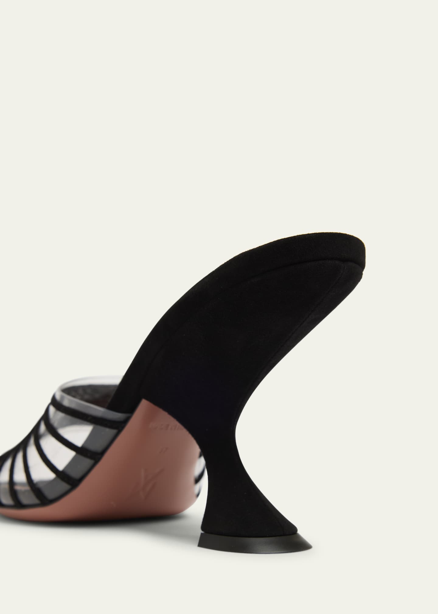 Amina Muaddi Mookie Suede PVC Comma-Heel Mules Image 4 of 5