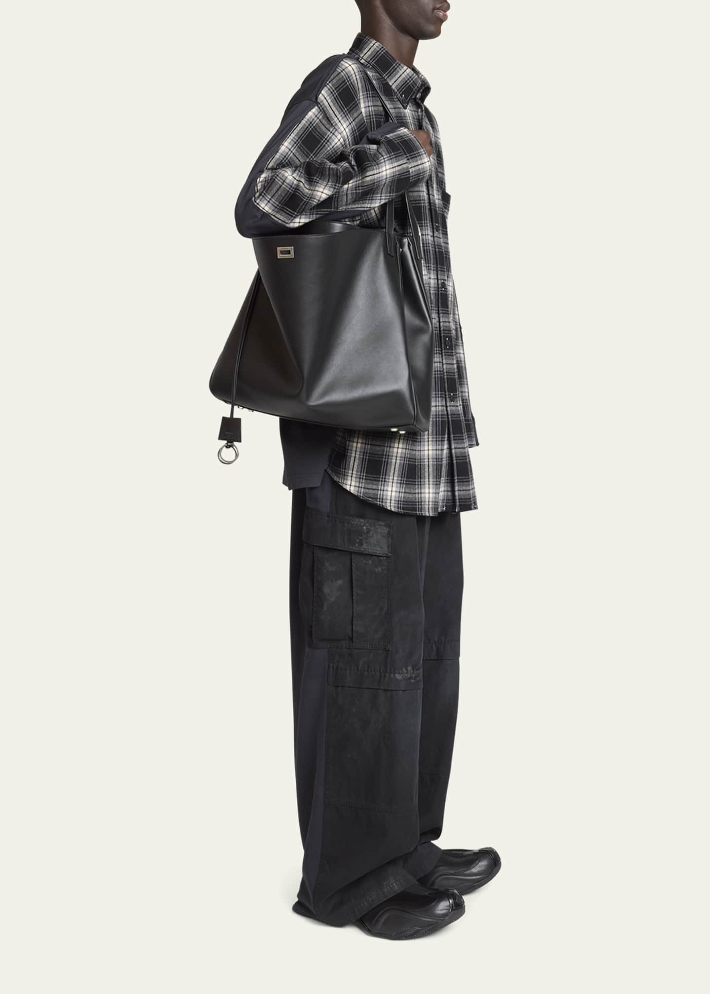 Balenciaga Men's Rodeo Leather North-South Tote Bag Image 5 of 6