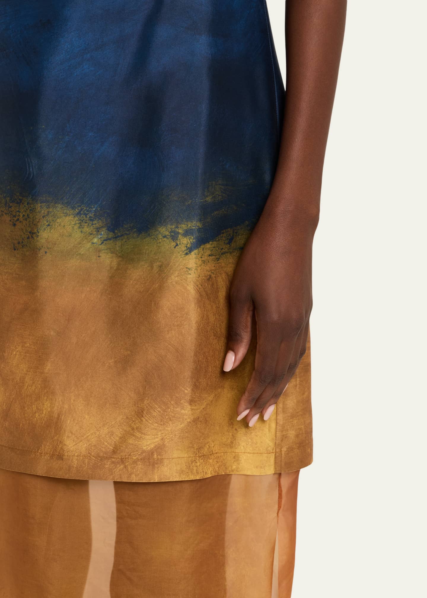 Jason Wu Collection Painted Stripe Organza-Layered Midi Slip Dress Image 5 of 5