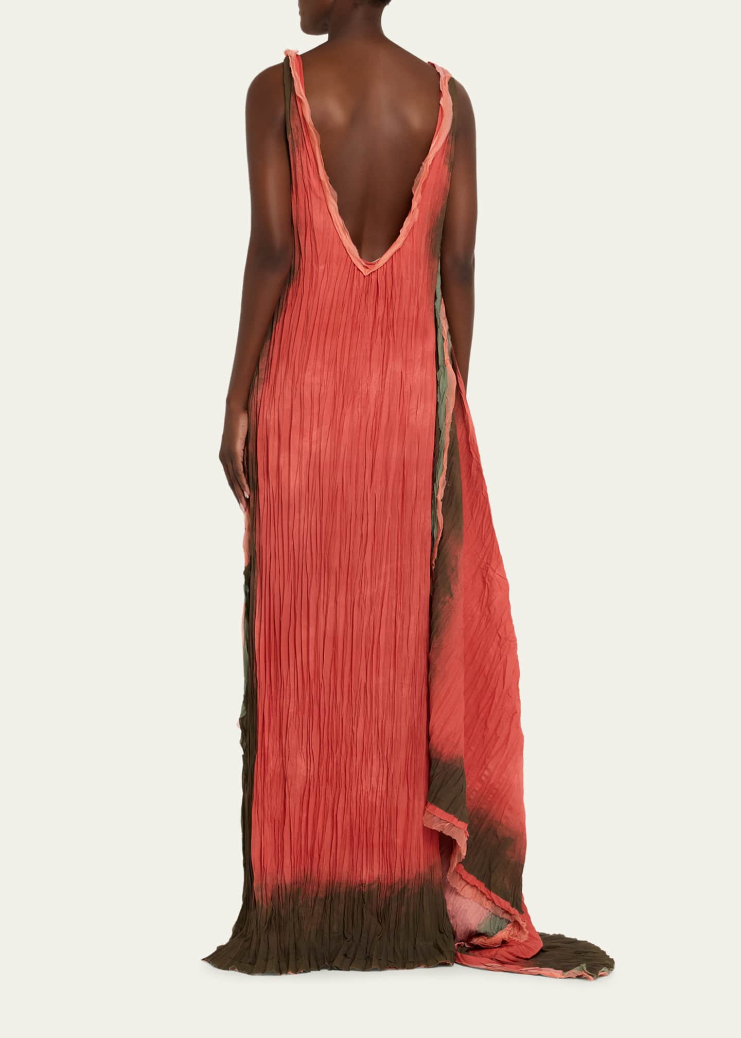 Jason Wu Collection Painted Stripe Pleated Boat-Neck Backless Gown Image 3 of 5