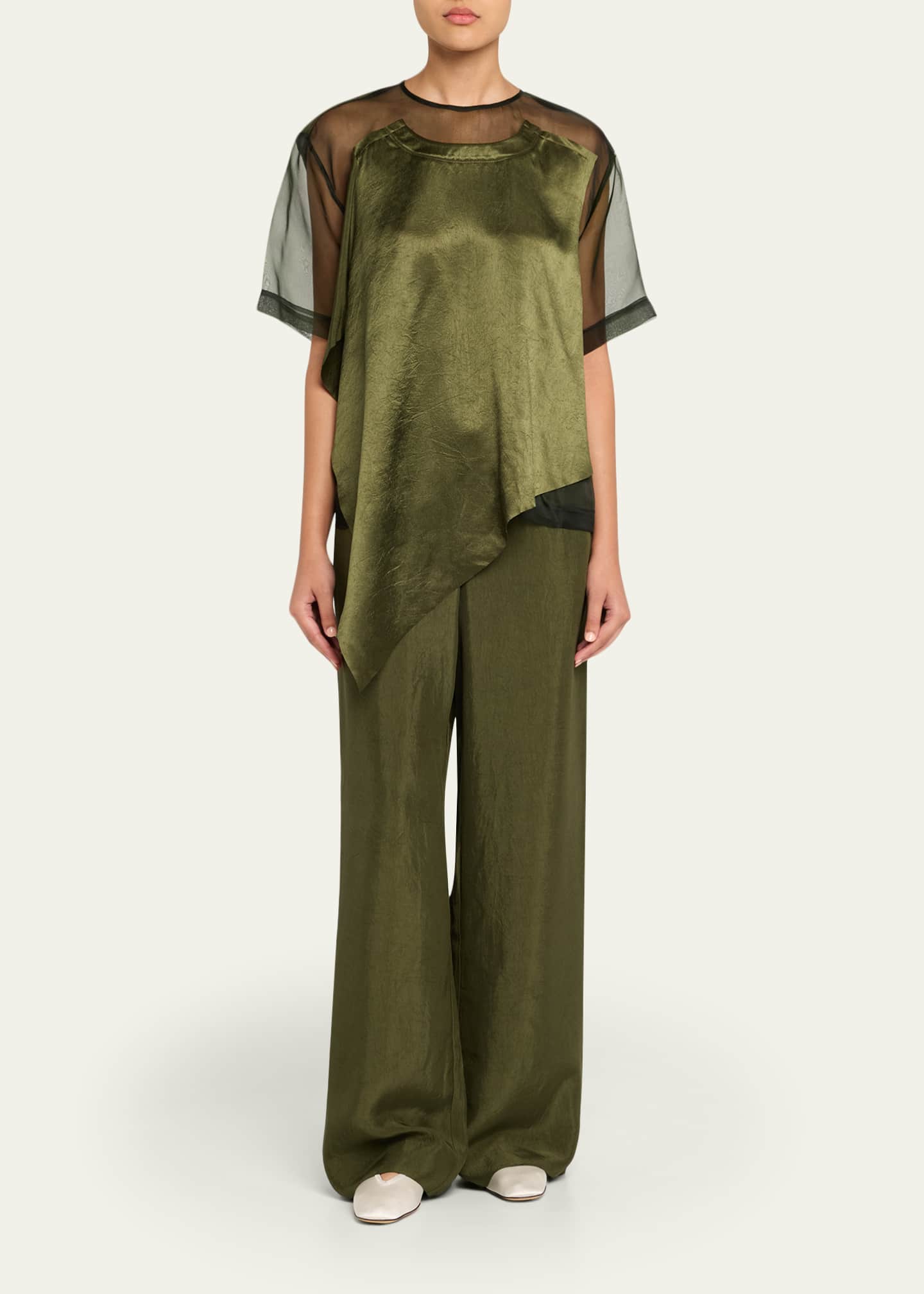 Jason Wu Collection Crinkled Satin Straight-Leg Trousers Image 2 of 5