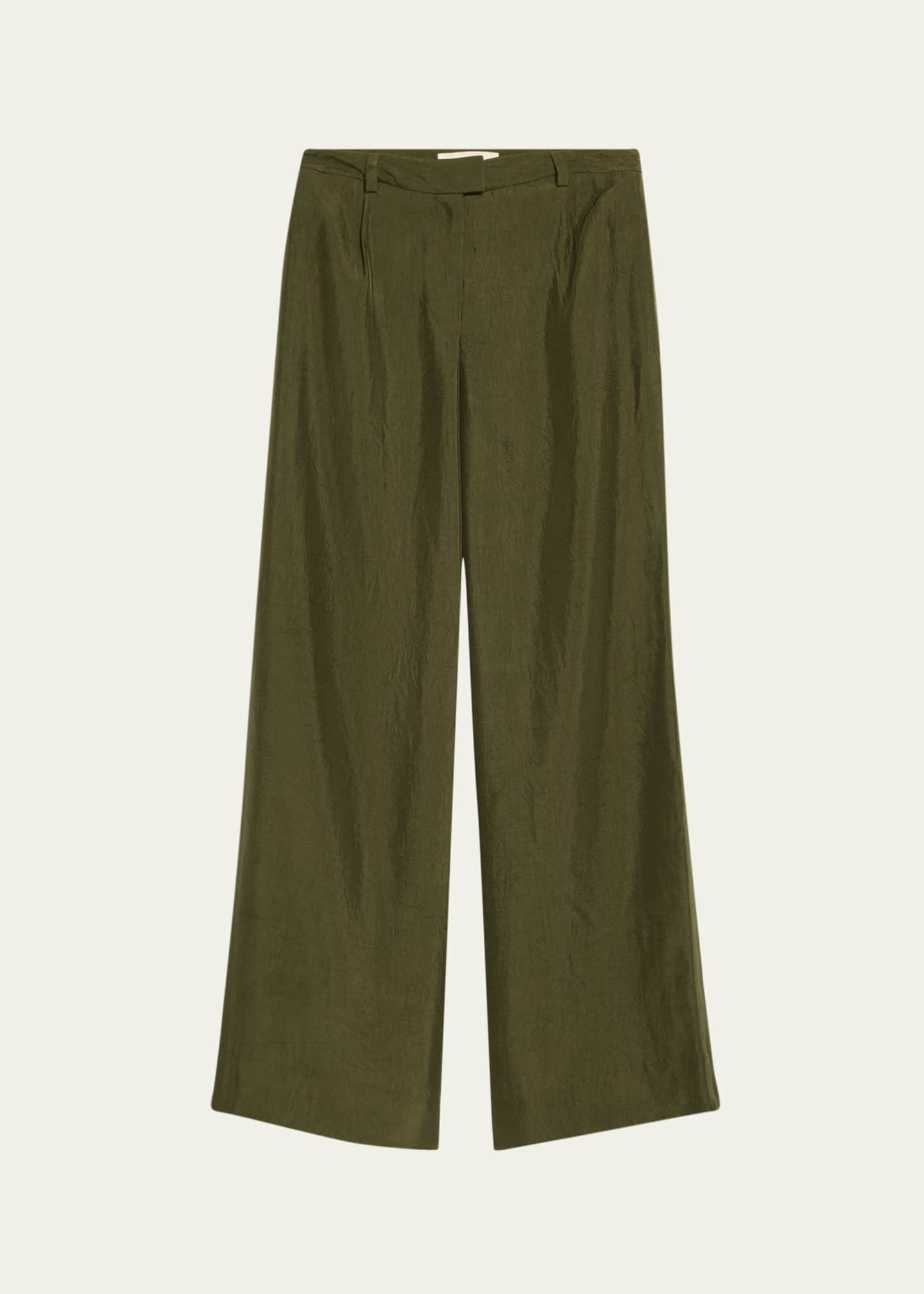 Jason Wu Collection Crinkled Satin Straight-Leg Trousers Image 1 of 5