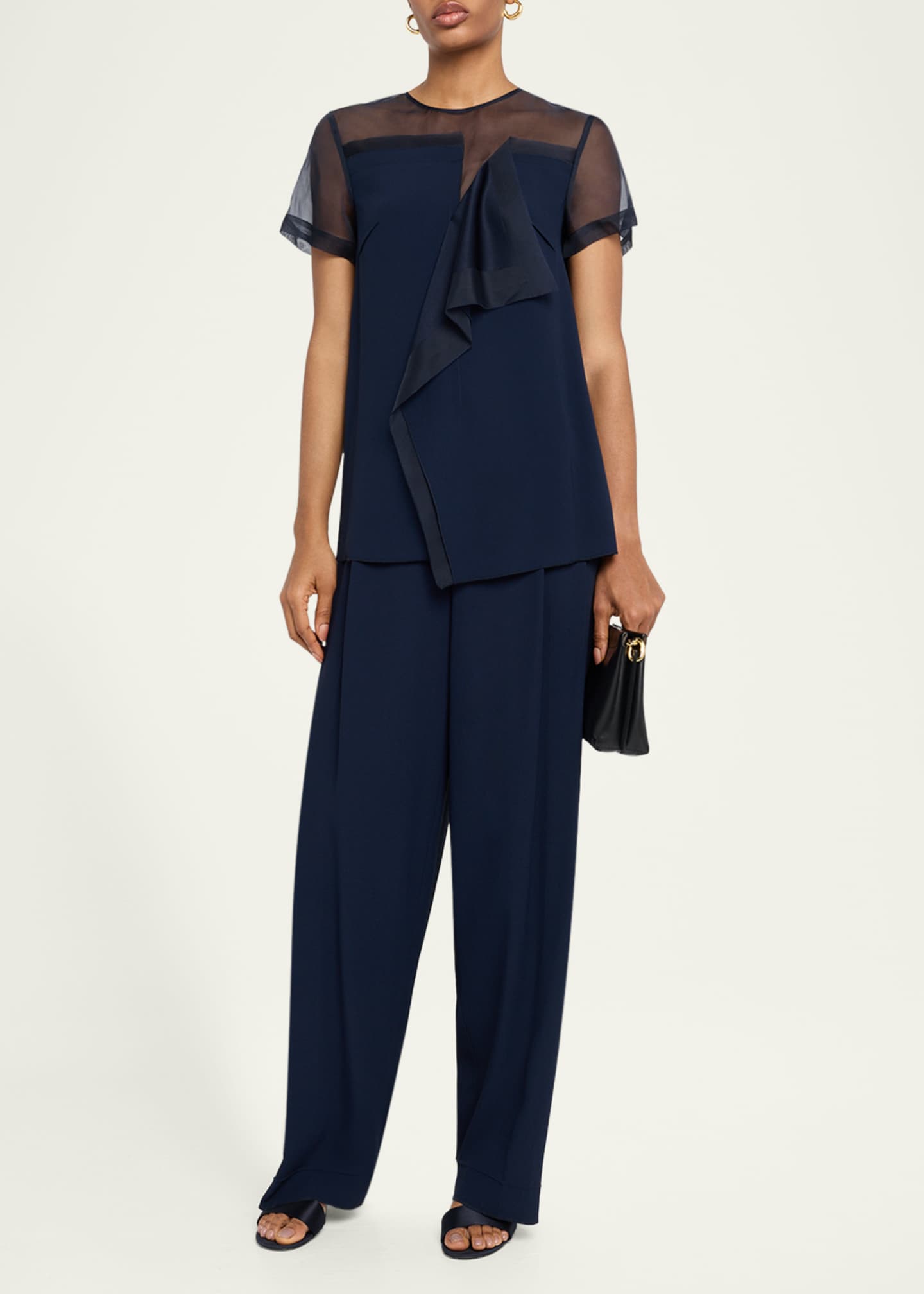 Jason Wu Collection Asymmetrical Drape Crepe Back Satin Top Image 2 of 5