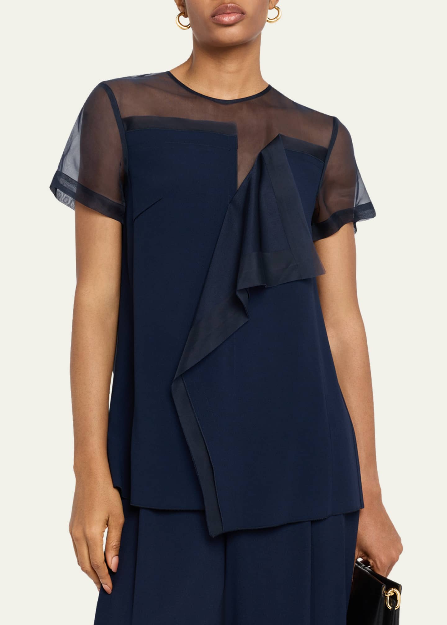 Jason Wu Collection Asymmetrical Drape Crepe Back Satin Top Image 4 of 5