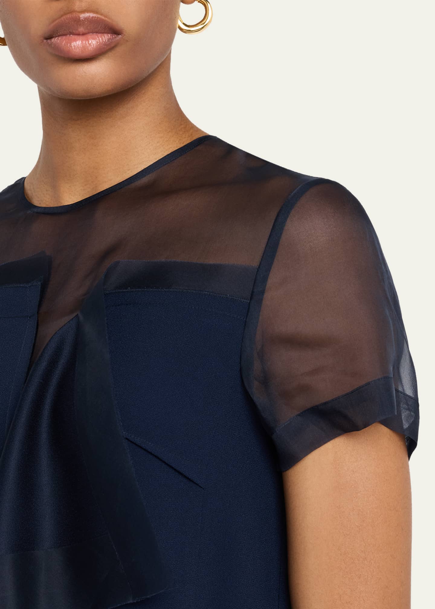 Jason Wu Collection Asymmetrical Drape Crepe Back Satin Top Image 5 of 5