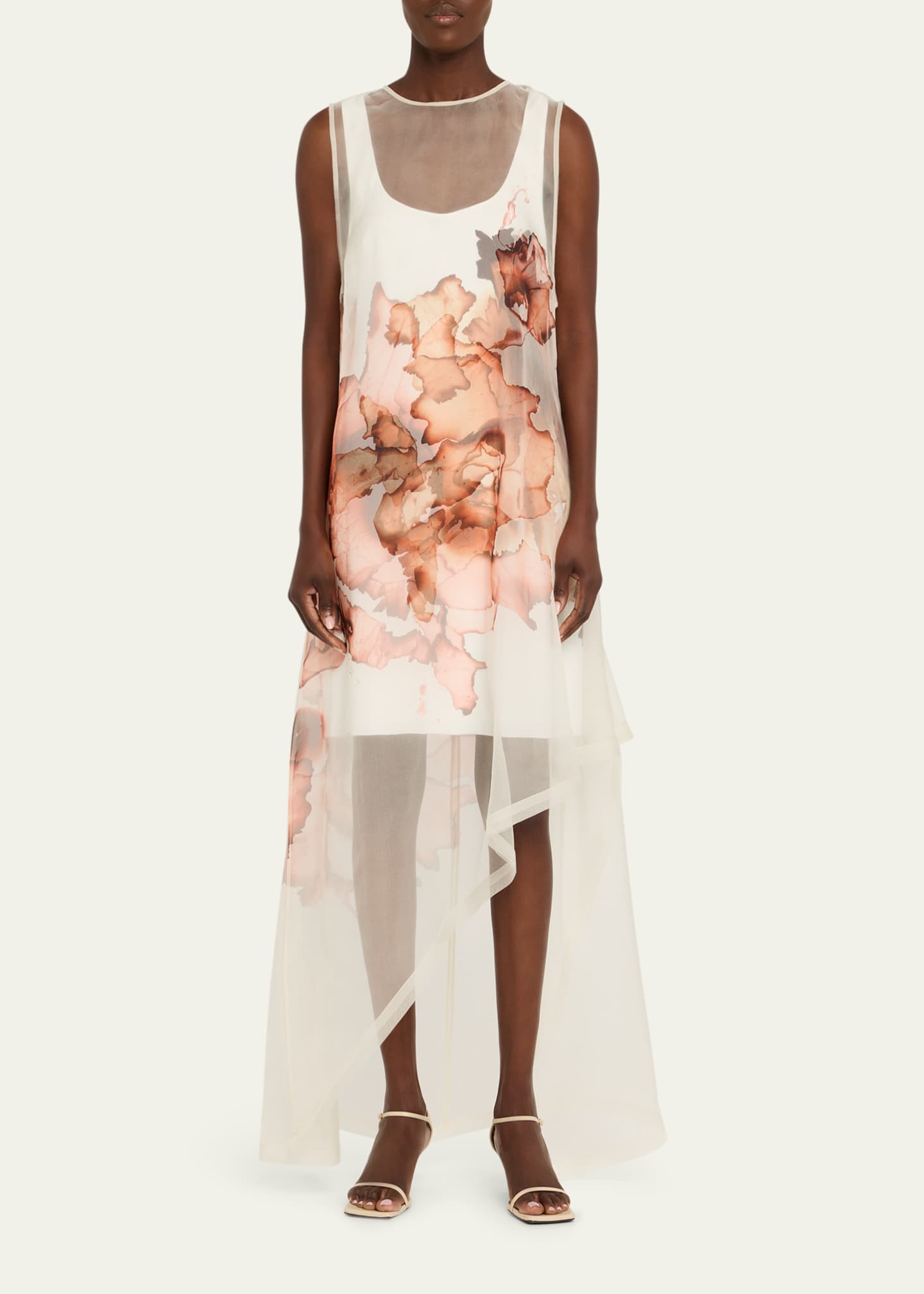 Jason Wu Collection Burnt Floral Organza Asymmetric Gown Image 2 of 5