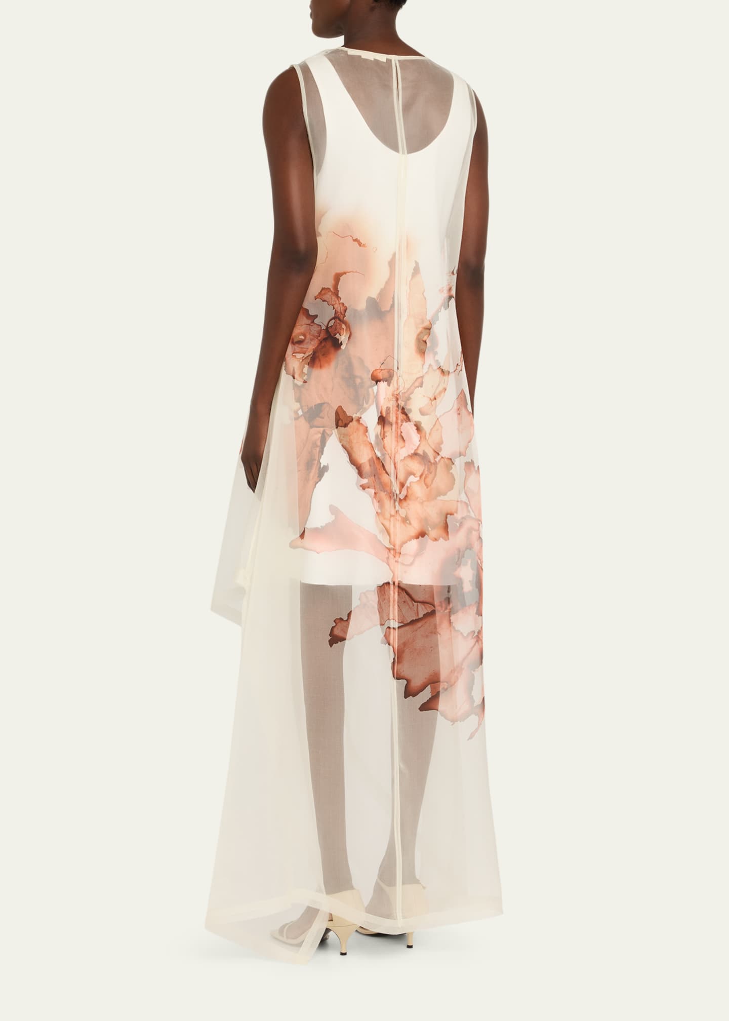 Jason Wu Collection Burnt Floral Organza Asymmetric Gown Image 3 of 5