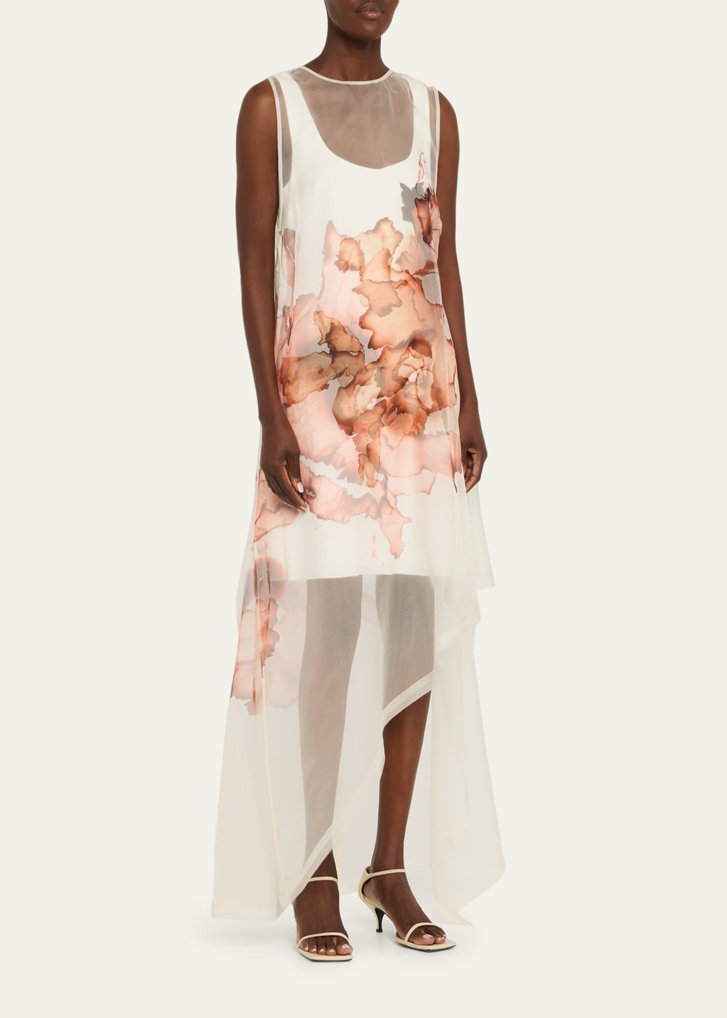Jason Wu Collection Burnt Floral Organza Asymmetric Gown Image 4 of 5