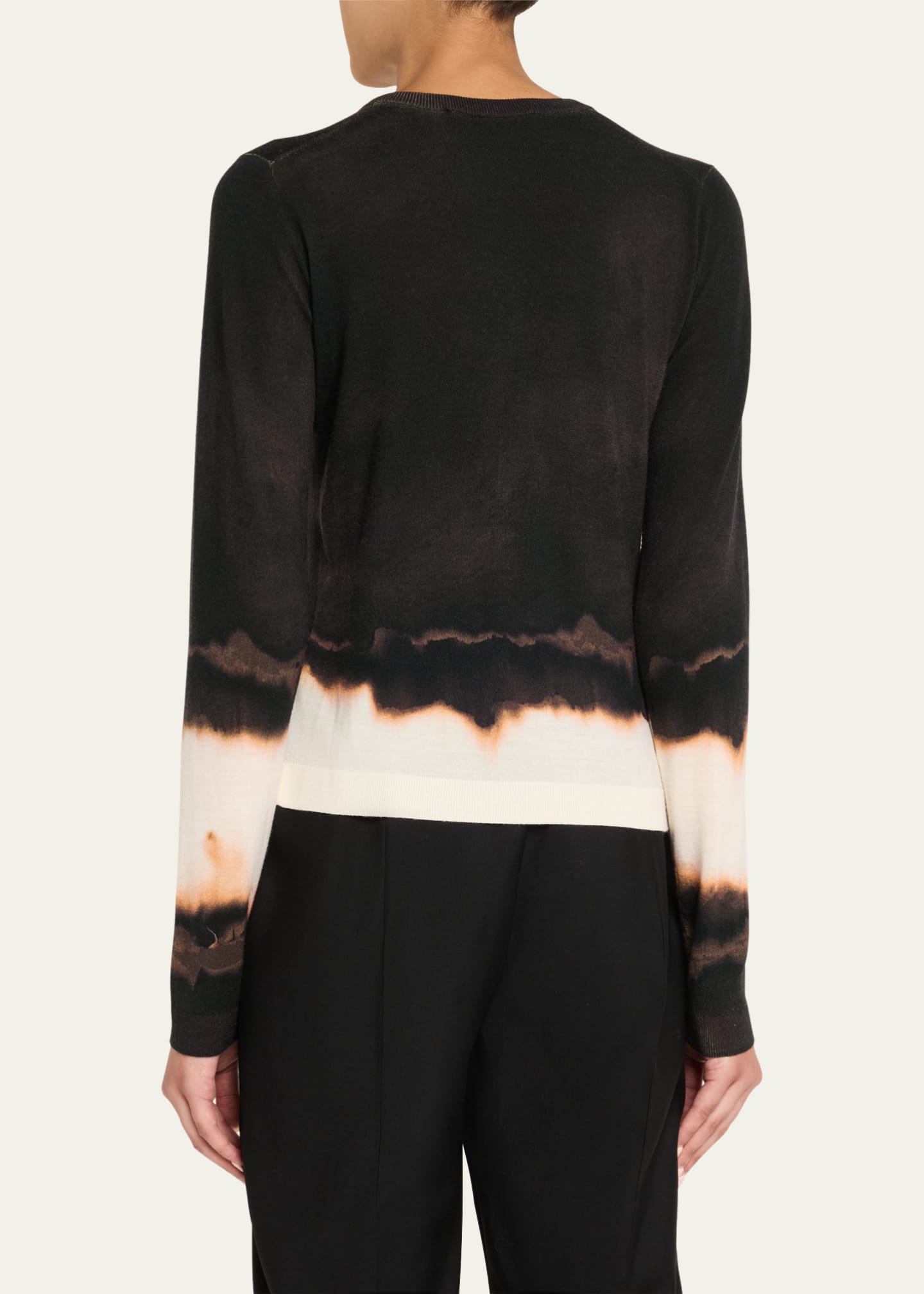 Jason Wu Collection Burned Stripe Wool Crewneck Cardigan Image 3 of 5
