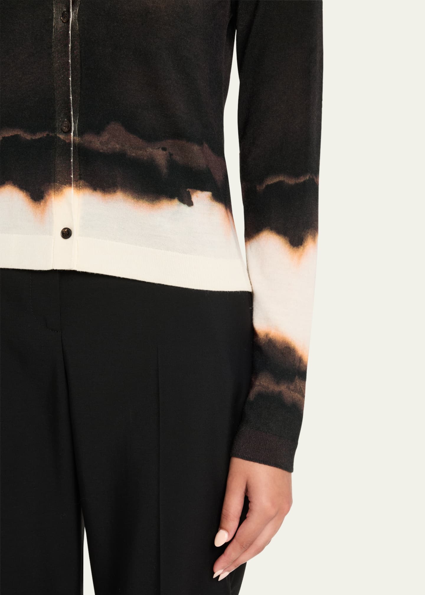 Jason Wu Collection Burned Stripe Wool Crewneck Cardigan Image 5 of 5