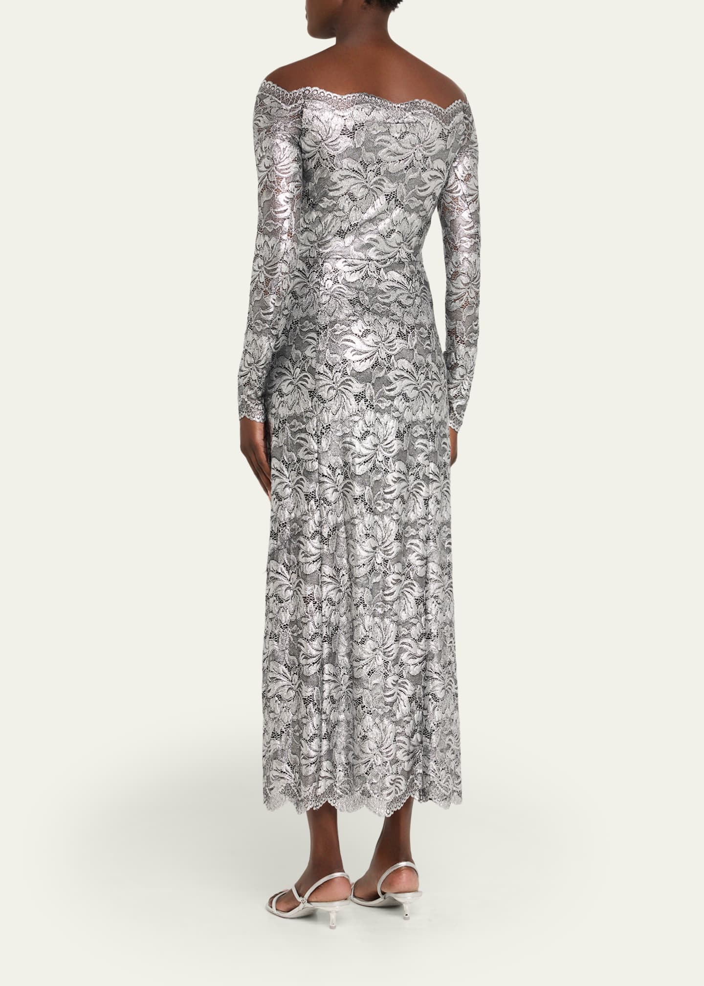 Off-The-Shoulder Lace Midi Dress