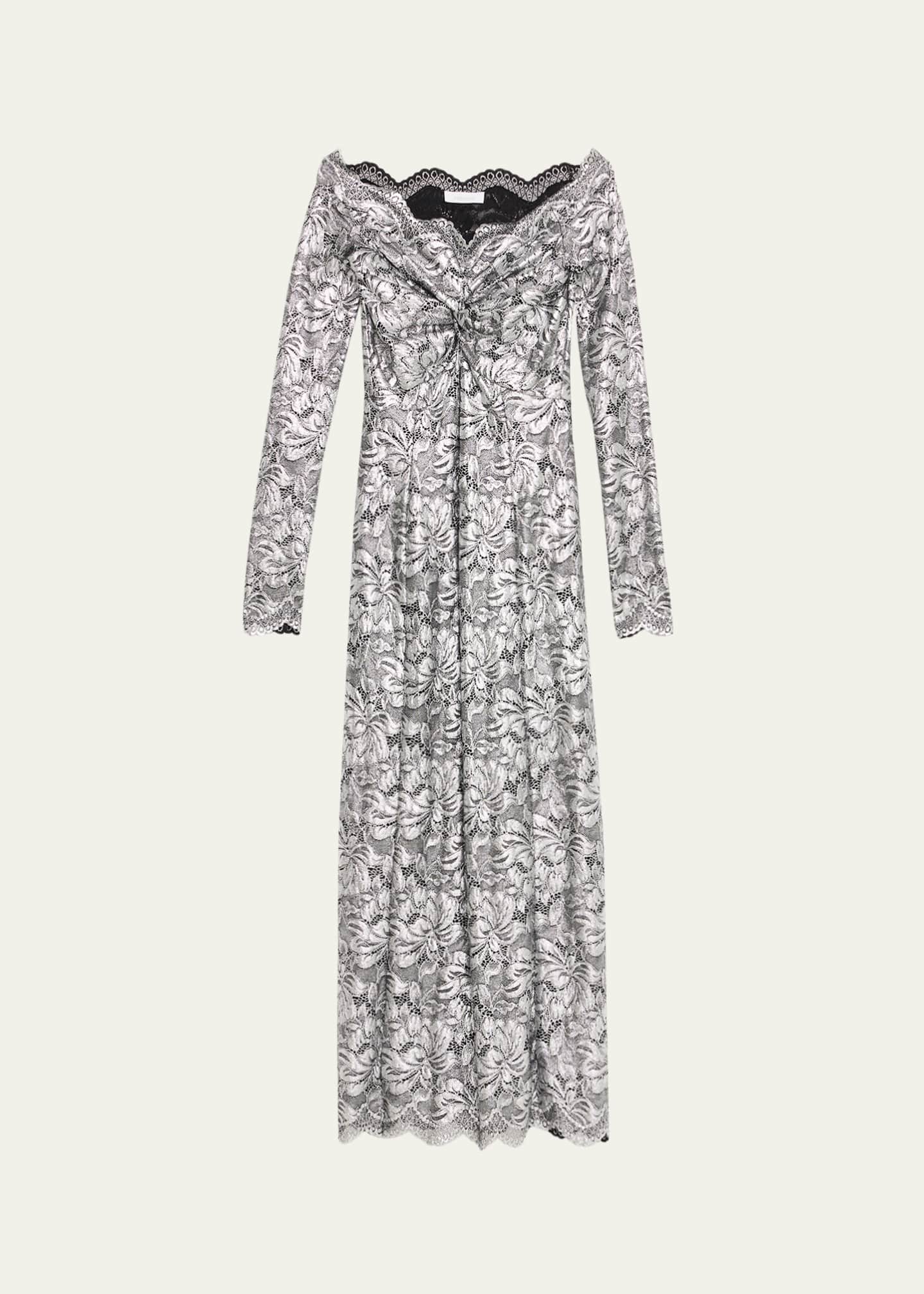 Rabanne Off-The-Shoulder Lace Midi Dress