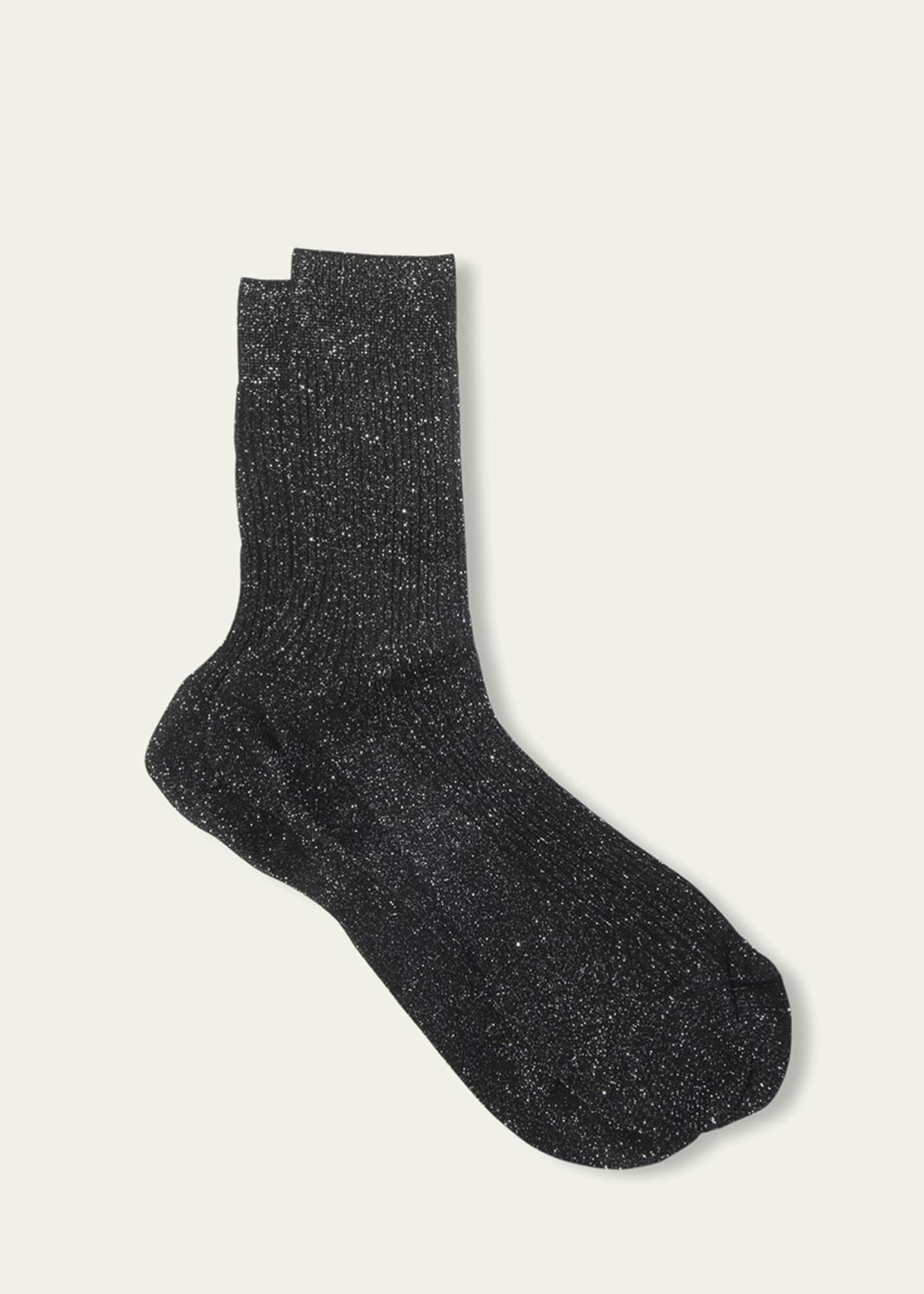 Maria La Rosa Firefly Shimmer Ribbed Crew Socks