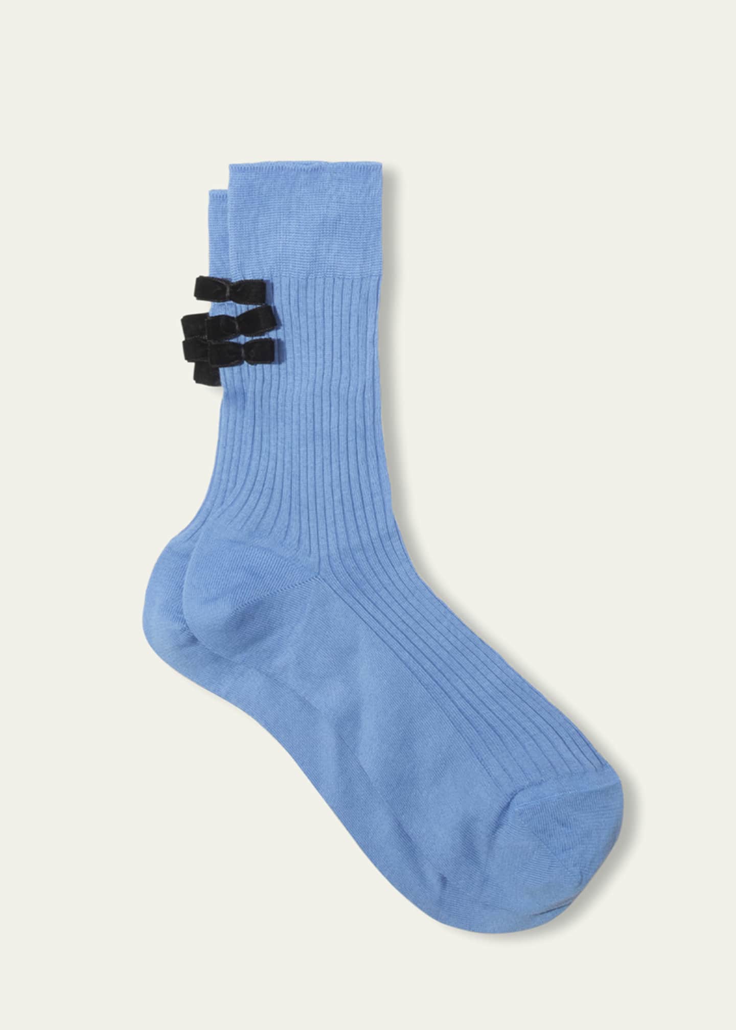 Maria La Rosa Poetry Ribbed Bow-Embellished Socks
