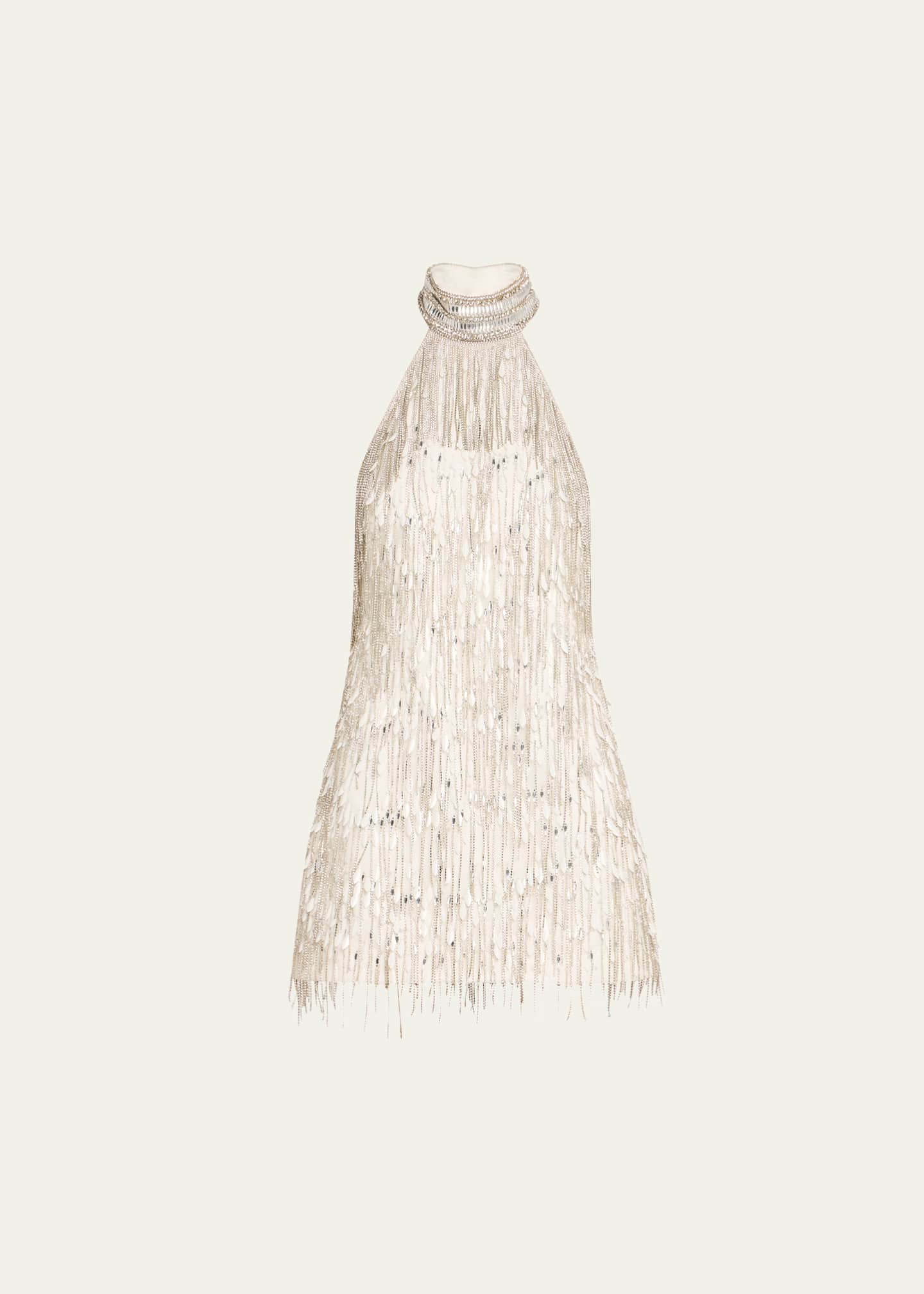 Retrofete Tori Crystal Fringe Mini Dress Image 1 of 5