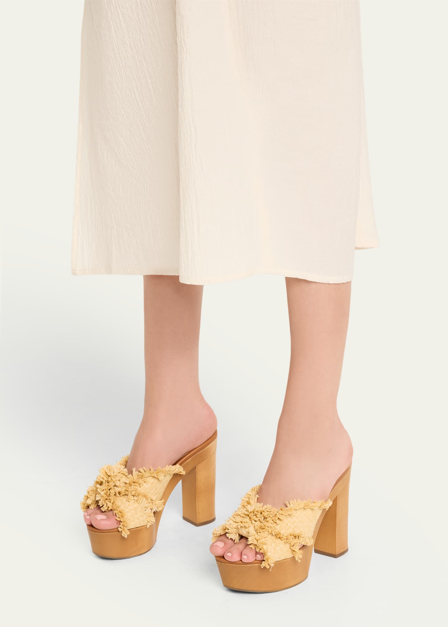 Dolce&Gabbana Knotted Crossover Raffia Platform Sandals Image 2 of 6