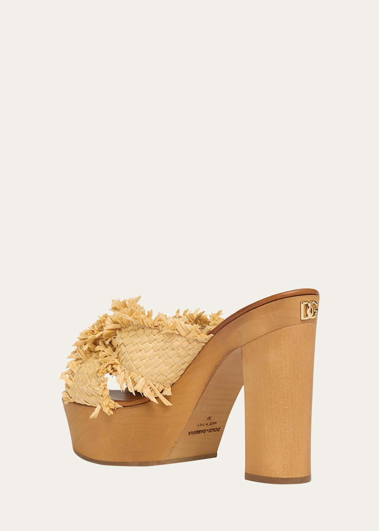 Dolce&Gabbana Knotted Crossover Raffia Platform Sandals Image 4 of 6