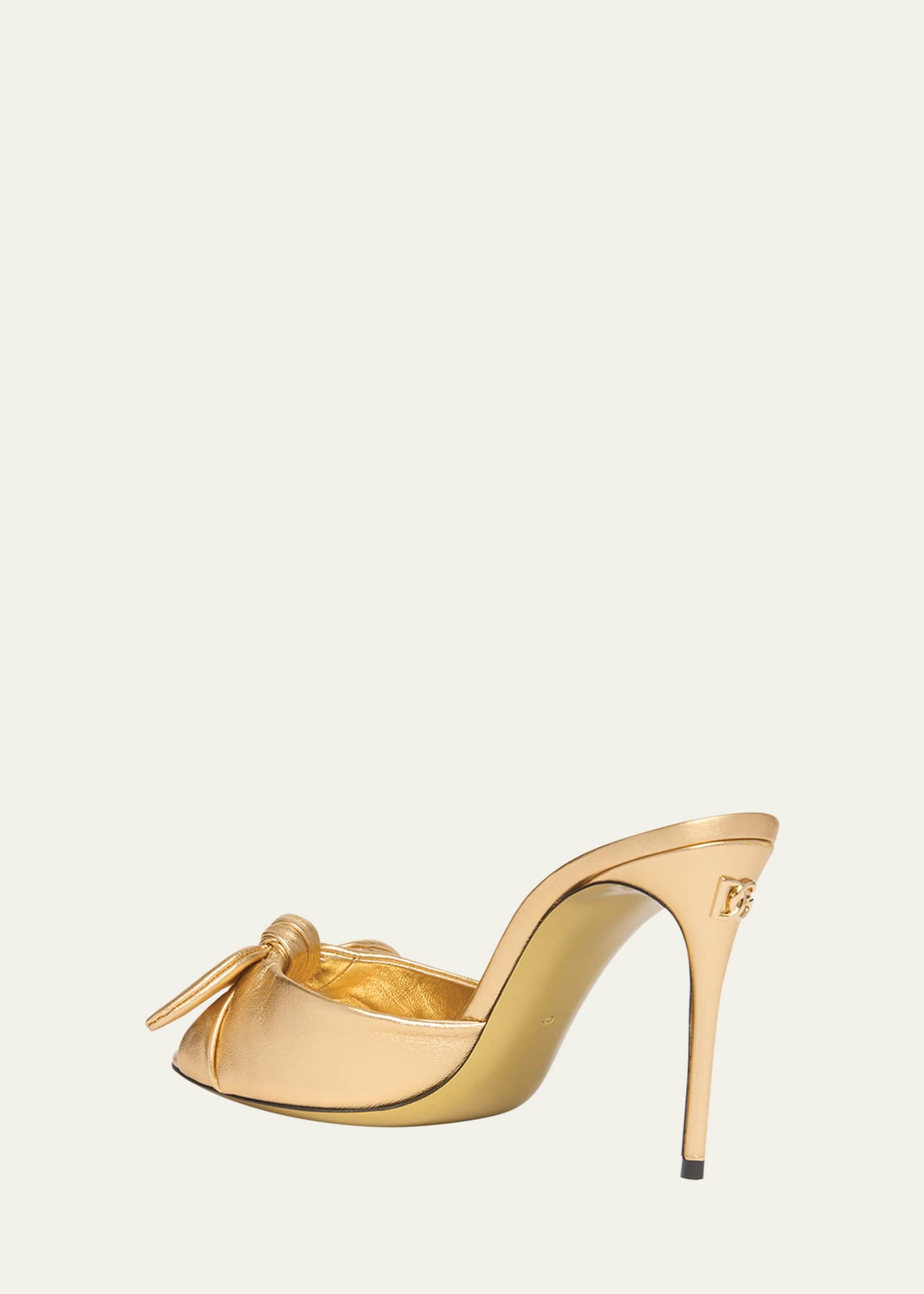Dolce&Gabbana Metallic Knot Stiletto Slide Sandals Image 2 of 3