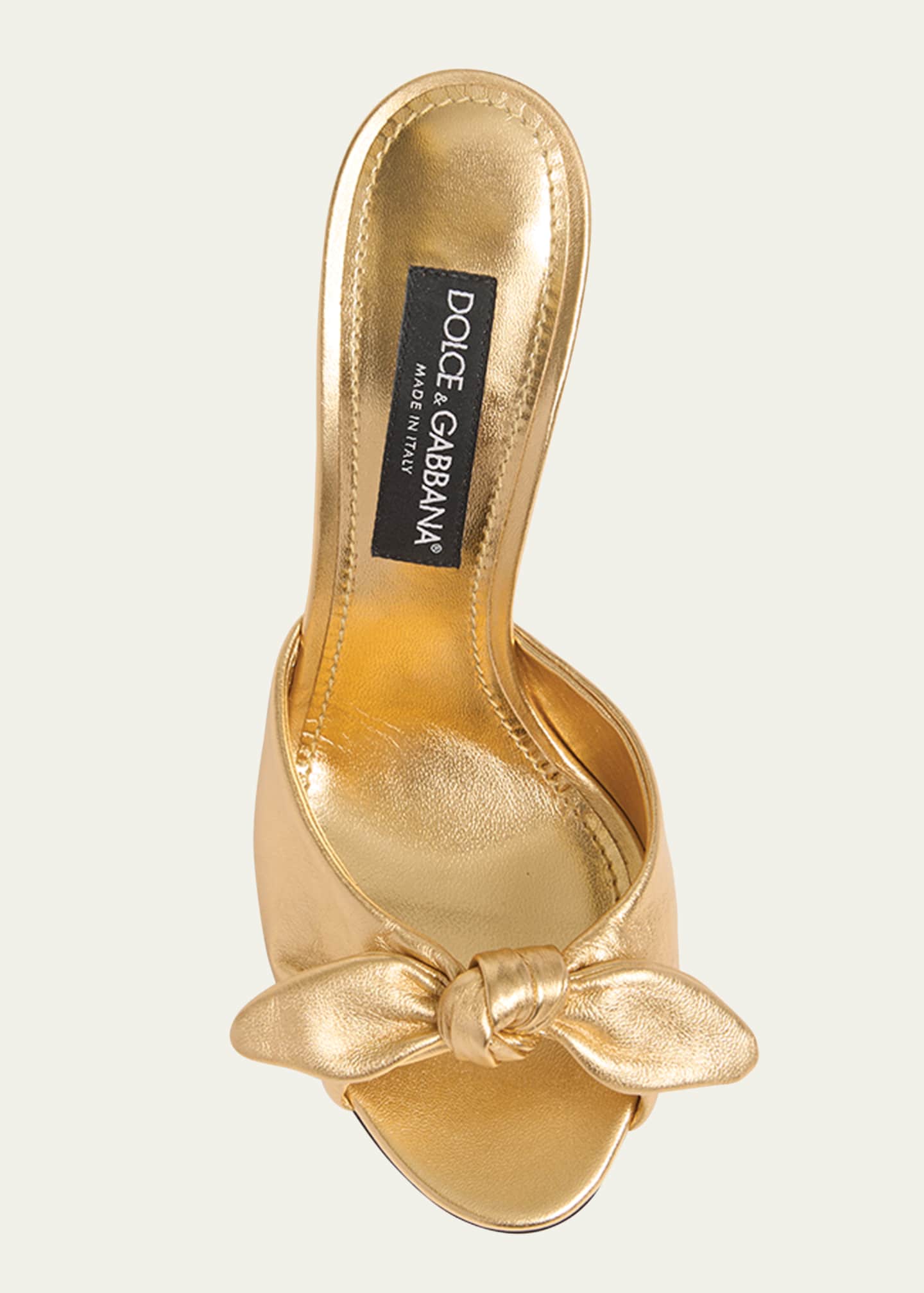 Dolce&Gabbana Metallic Knot Stiletto Slide Sandals Image 3 of 3