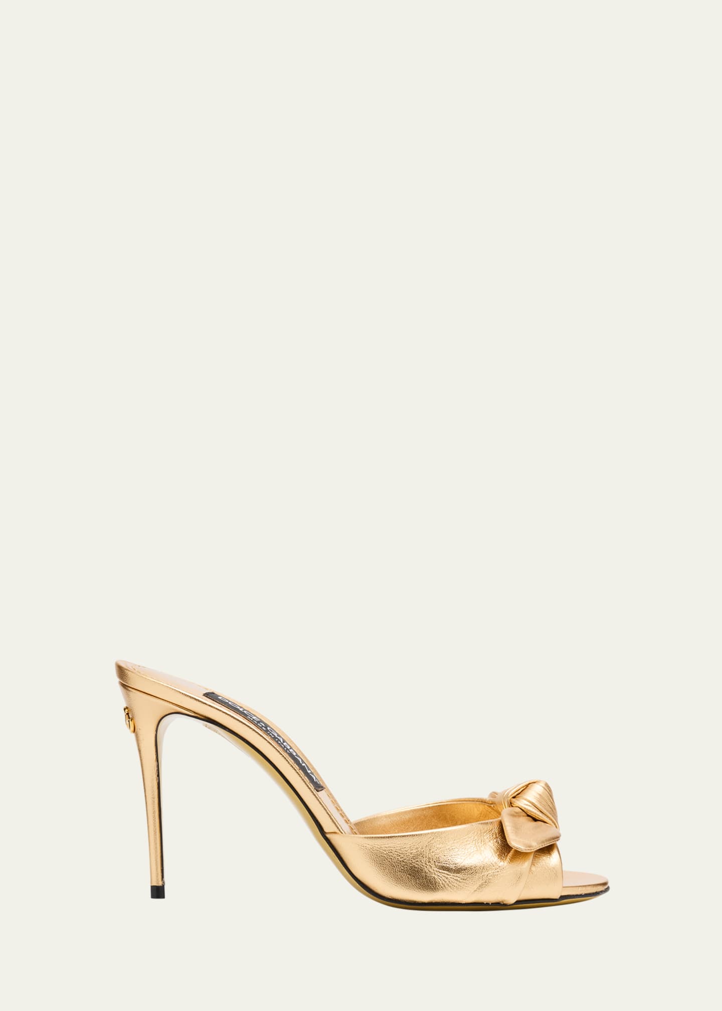 Dolce&Gabbana Metallic Knot Stiletto Slide Sandals Image 1 of 3