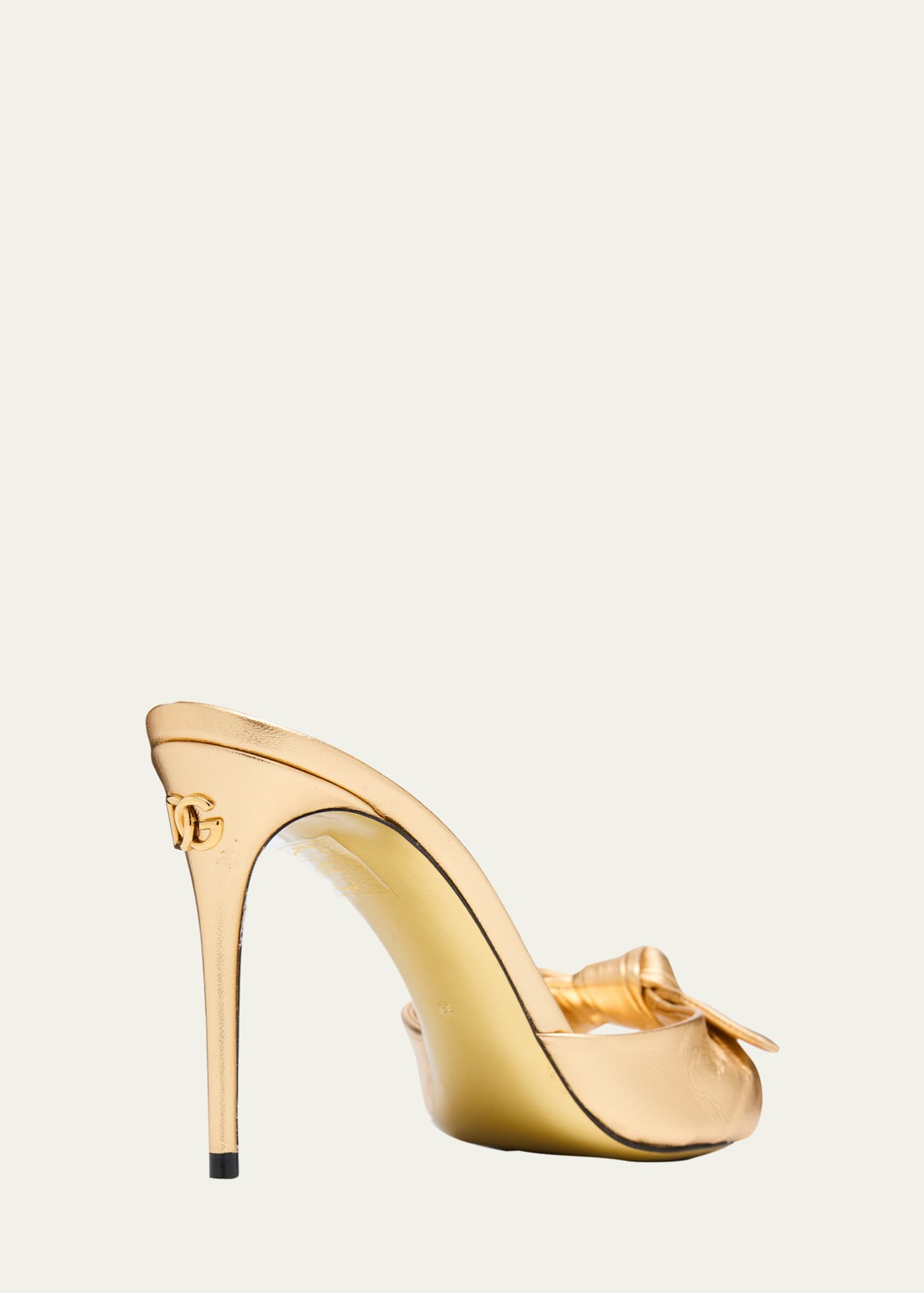 Dolce&Gabbana Metallic Knot Stiletto Slide Sandals Image 5 of 6