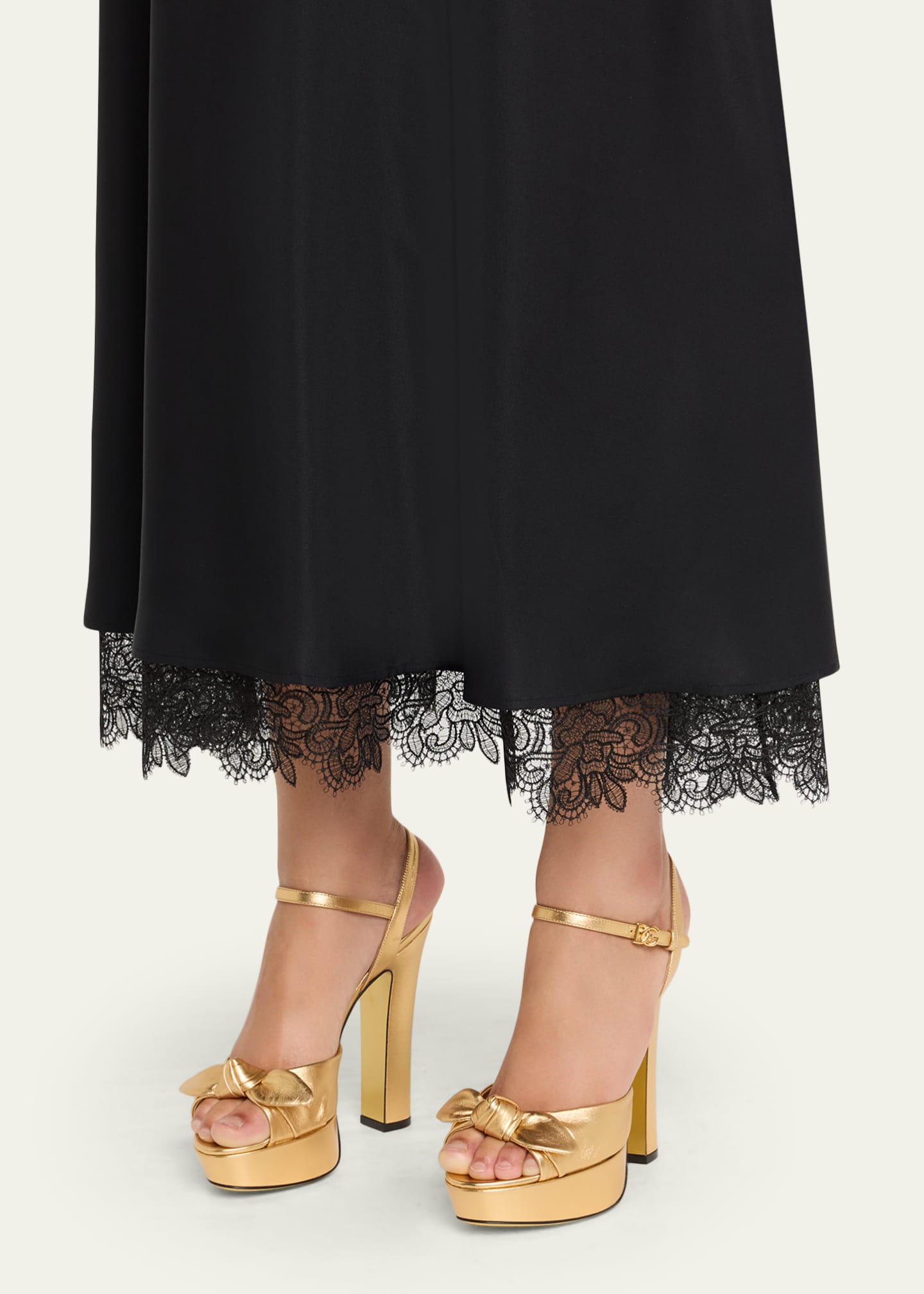 Dolce&Gabbana Metallic Knot Platform Sandals Image 2 of 6